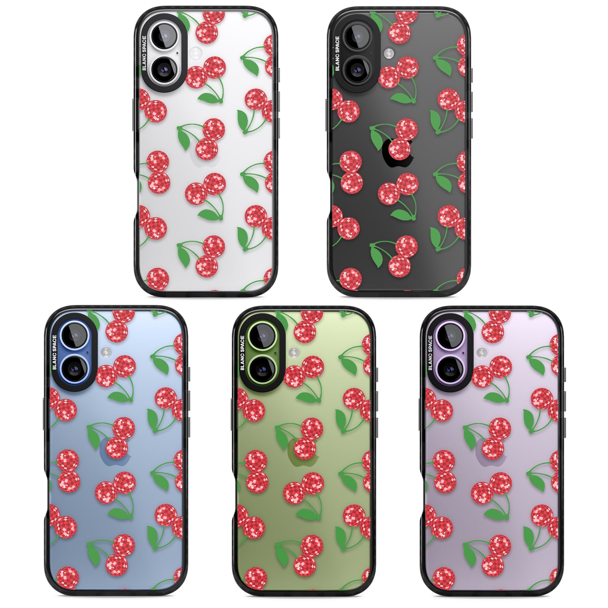 Disco Cherry Pattern iPhone 17 Impact Black Phone Case APT Impact Protection