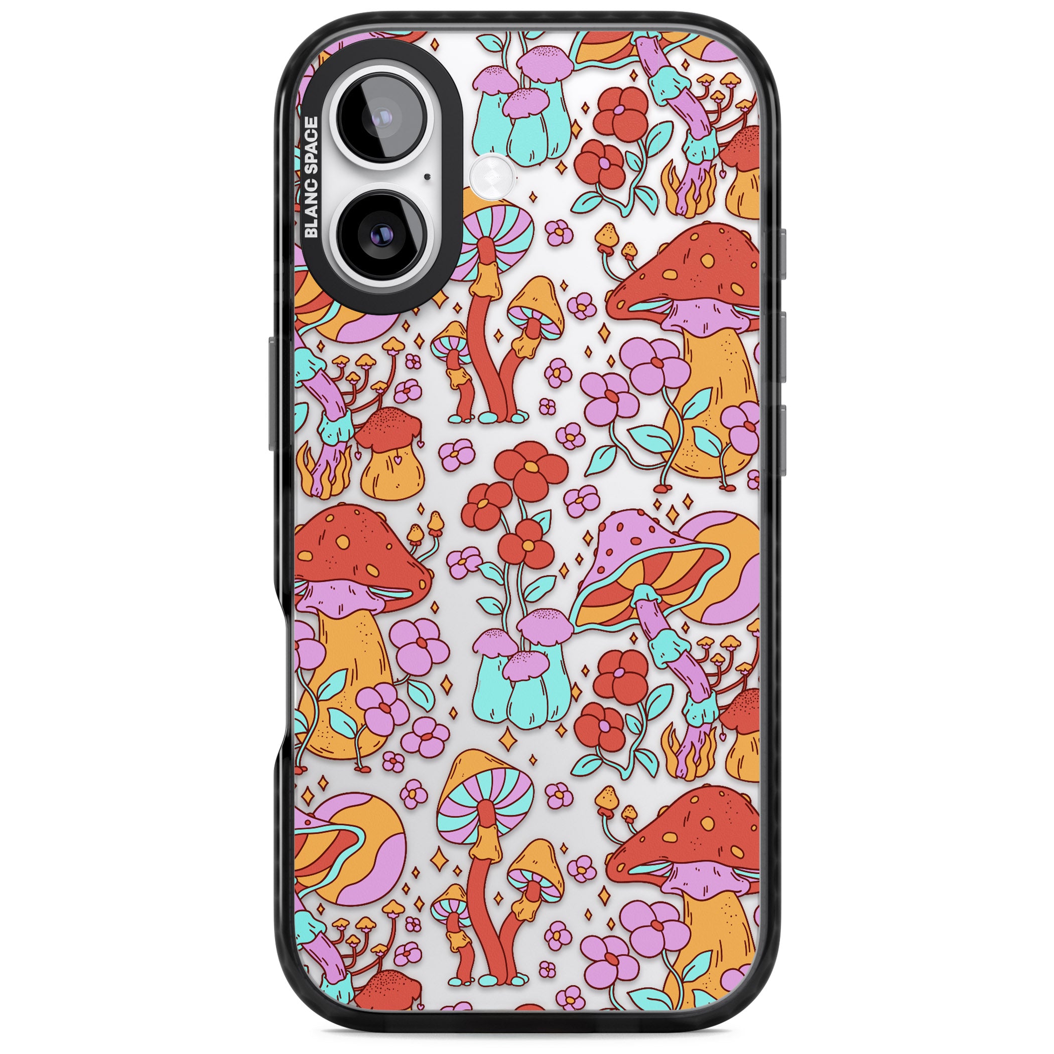 Psychedelic Flowers & Mushrooms iPhone 17 Impact Black Phone Case