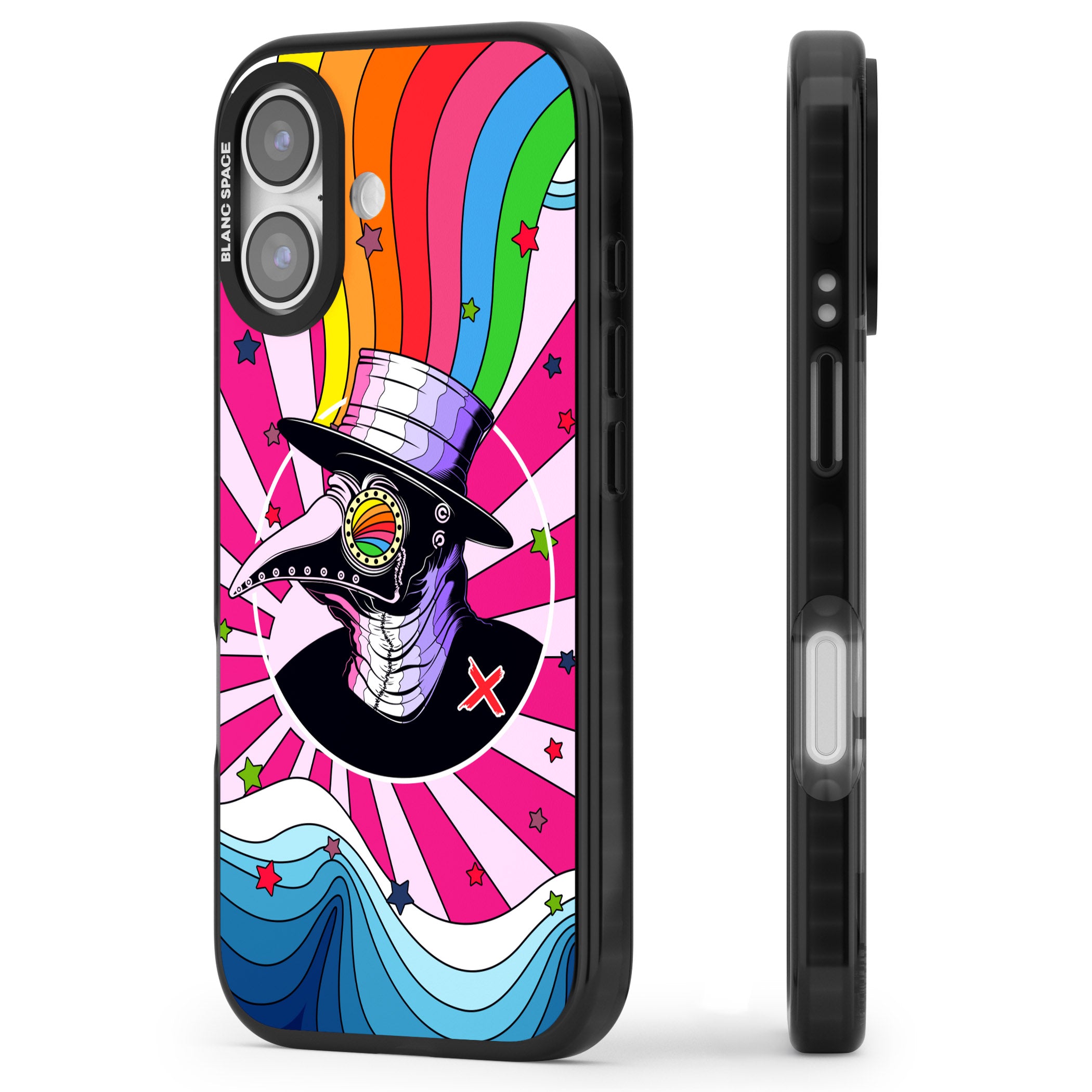 Plague Doctor Passion iPhone 17 Impact Black Phone Case Side Profile