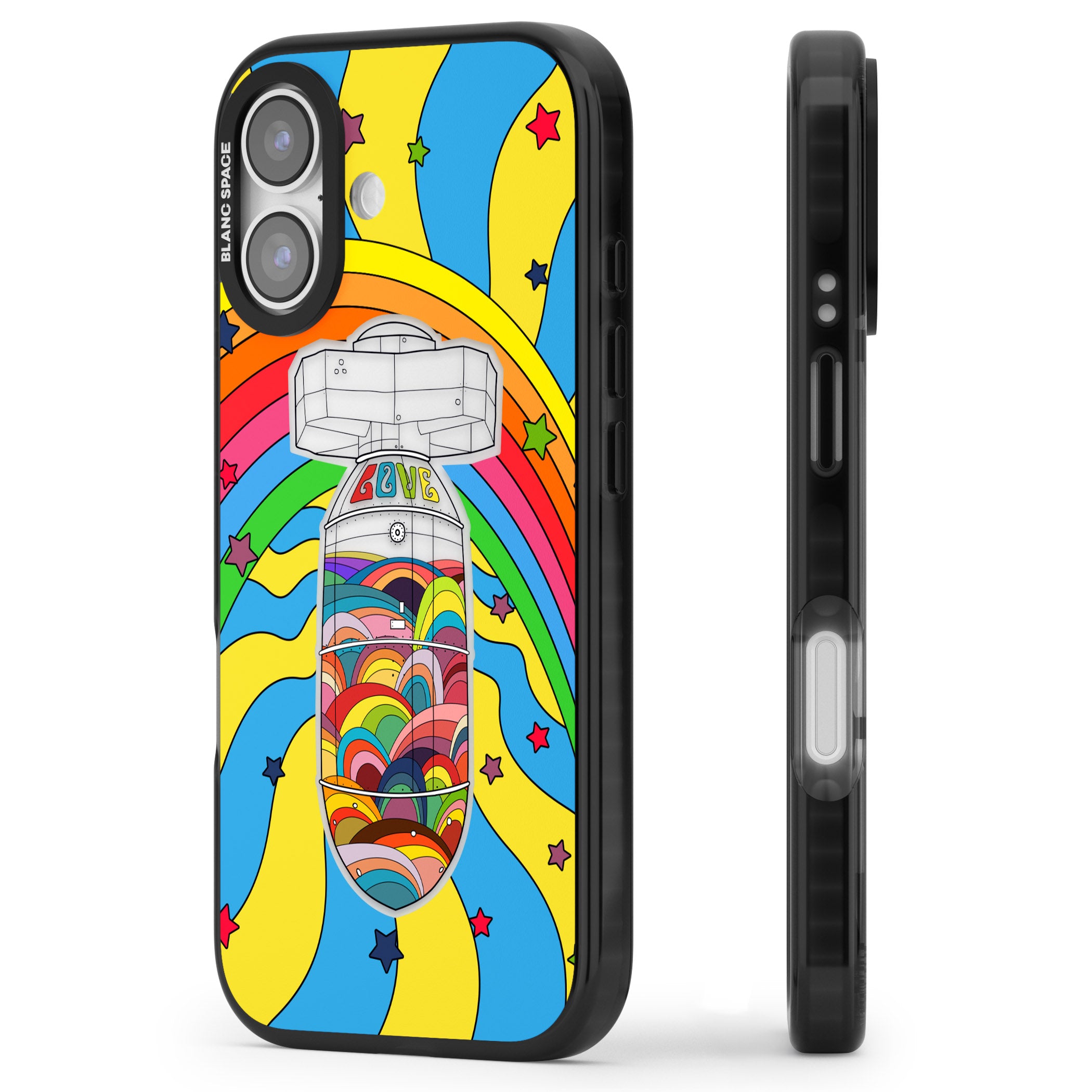 Love Bomb iPhone 17 Impact Black Phone Case Side Profile