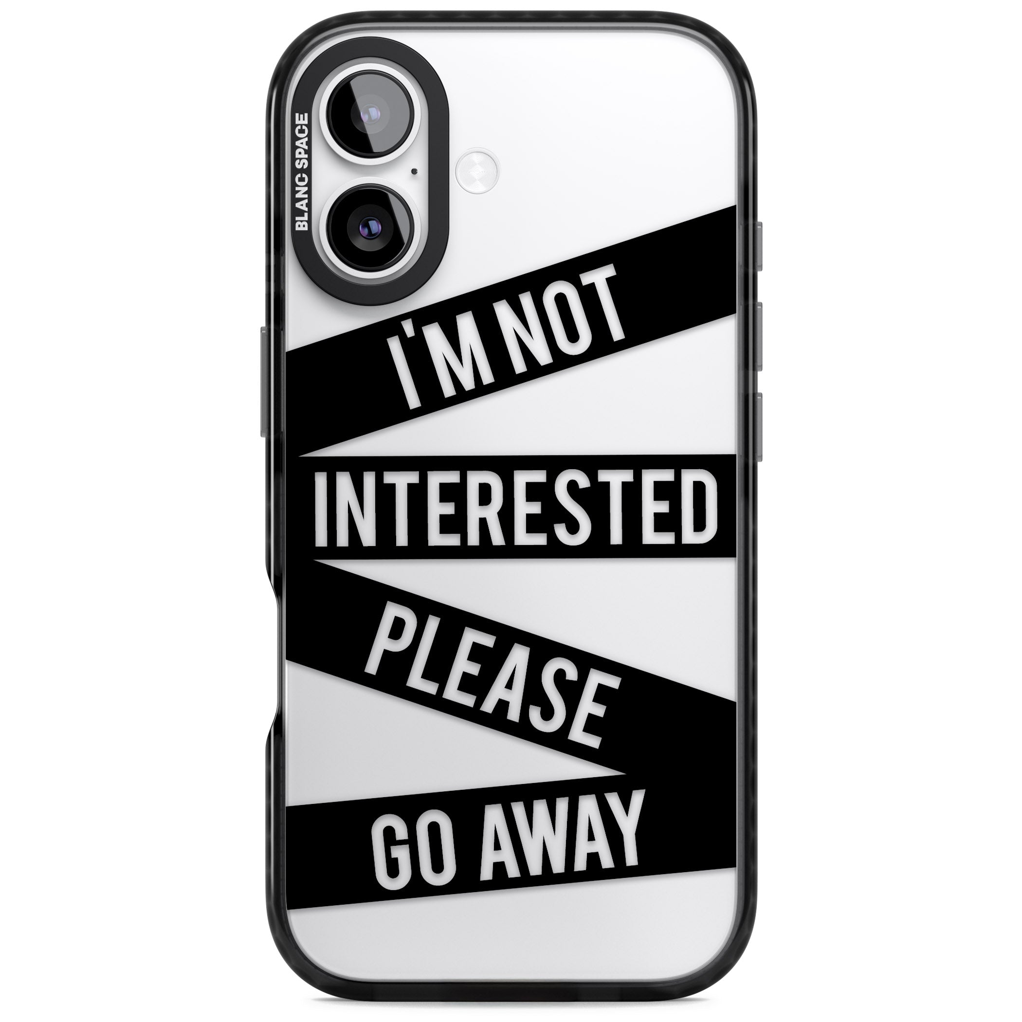 Not Interested Warning iPhone 17 Impact Black Phone Case