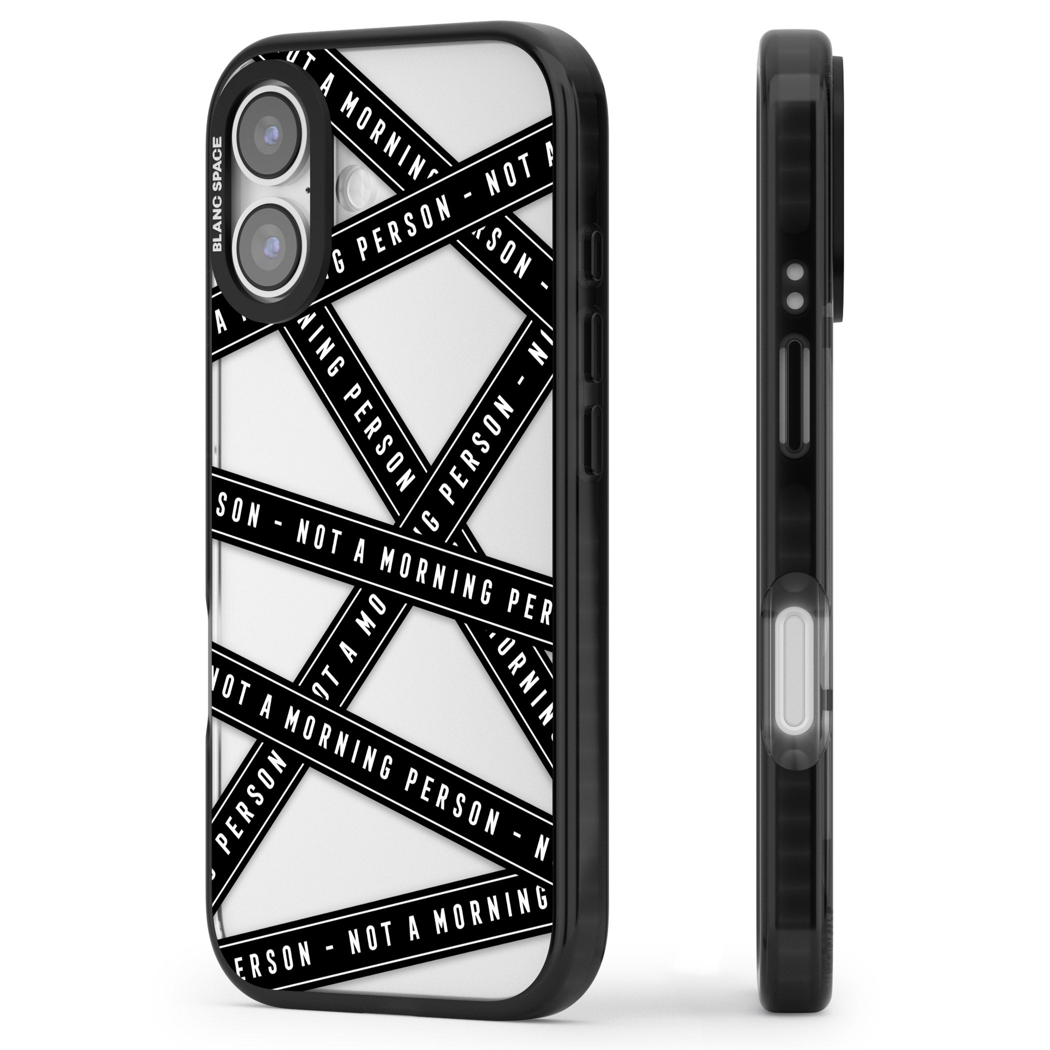 Not A Morning Person iPhone 17 Impact Black Phone Case Side Profile