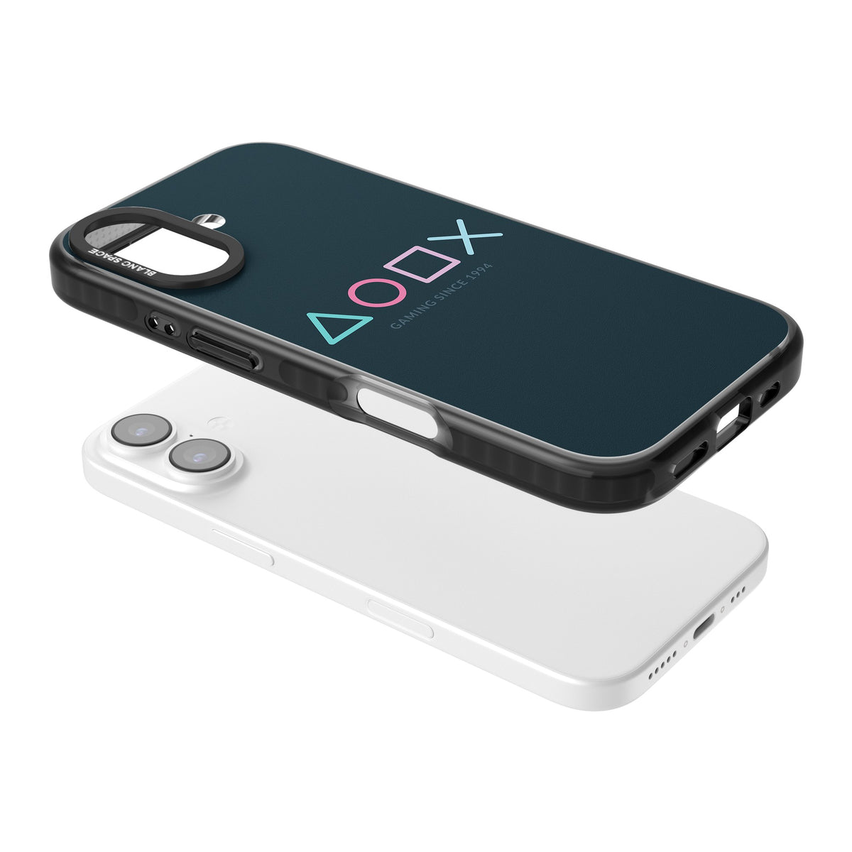 Gaming Since 1994 iPhone 16 / iPhone 16 Plus / iPhone 17 Impact Black Phone Case angled