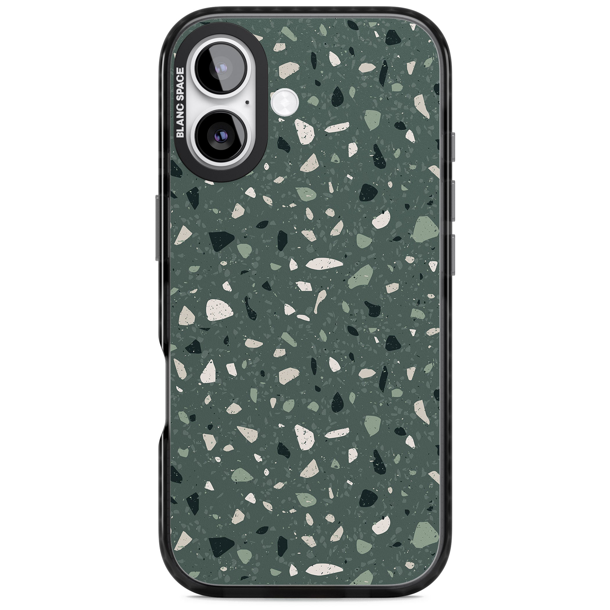 Green & Cream Terrazzo Pattern iPhone 17 Impact Black Phone Case
