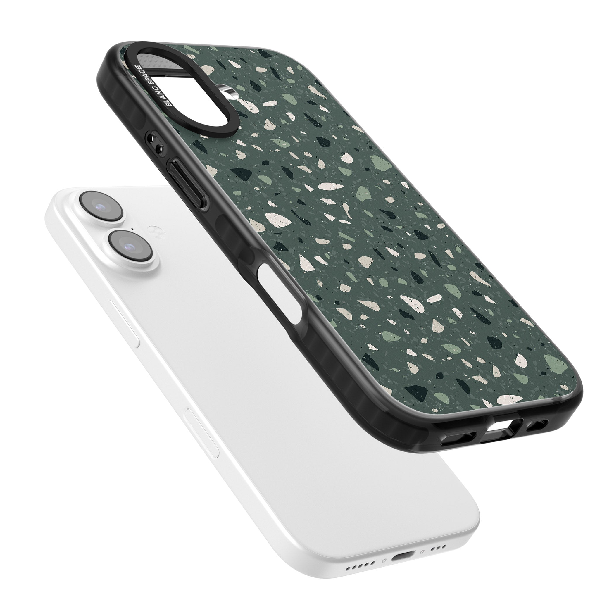 Green & Cream Terrazzo Pattern iPhone 17 Impact Black Phone Case Colours
