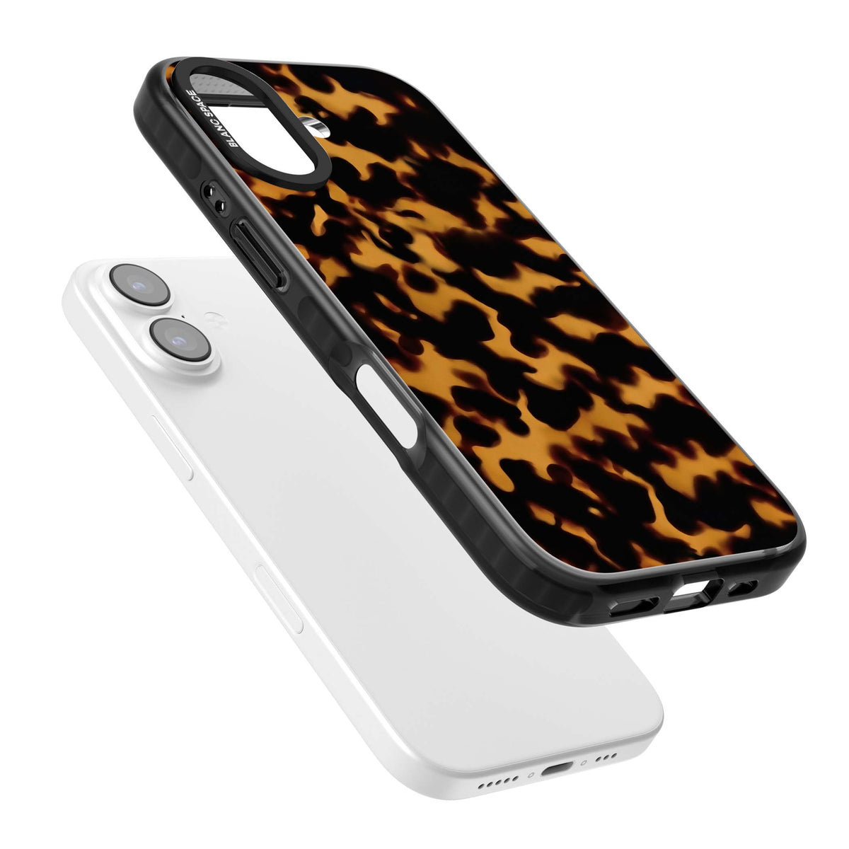Amber Tortoise tortoiseshell iPhone case featuring warm amber and dark brown marble resin pattern | Clear Impact case for iPhone 17