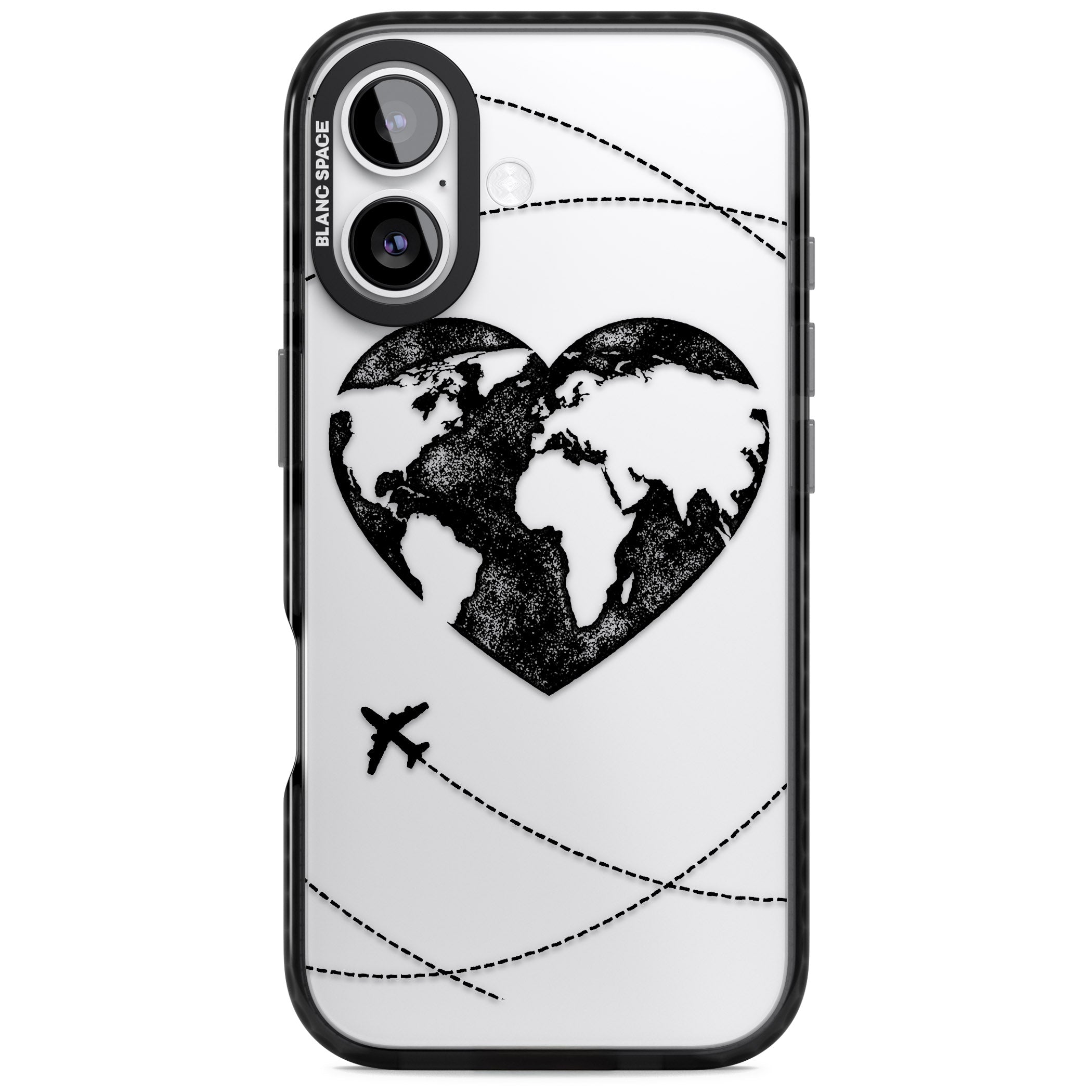 Globe Heart iPhone 17 Impact Black Phone Case