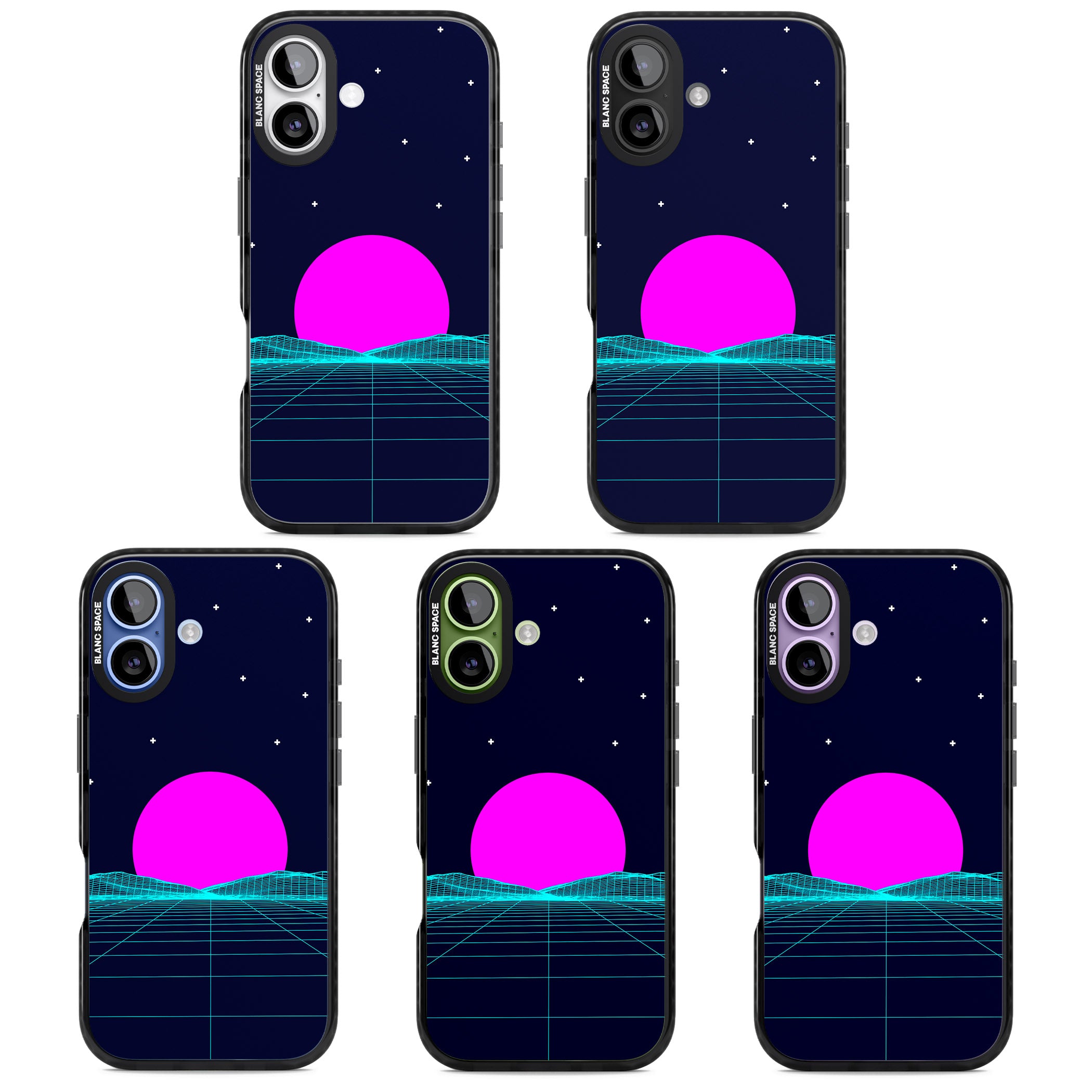 Miami Sunset Vaporwave iPhone 17 Impact Black Phone Case APT Impact Protection