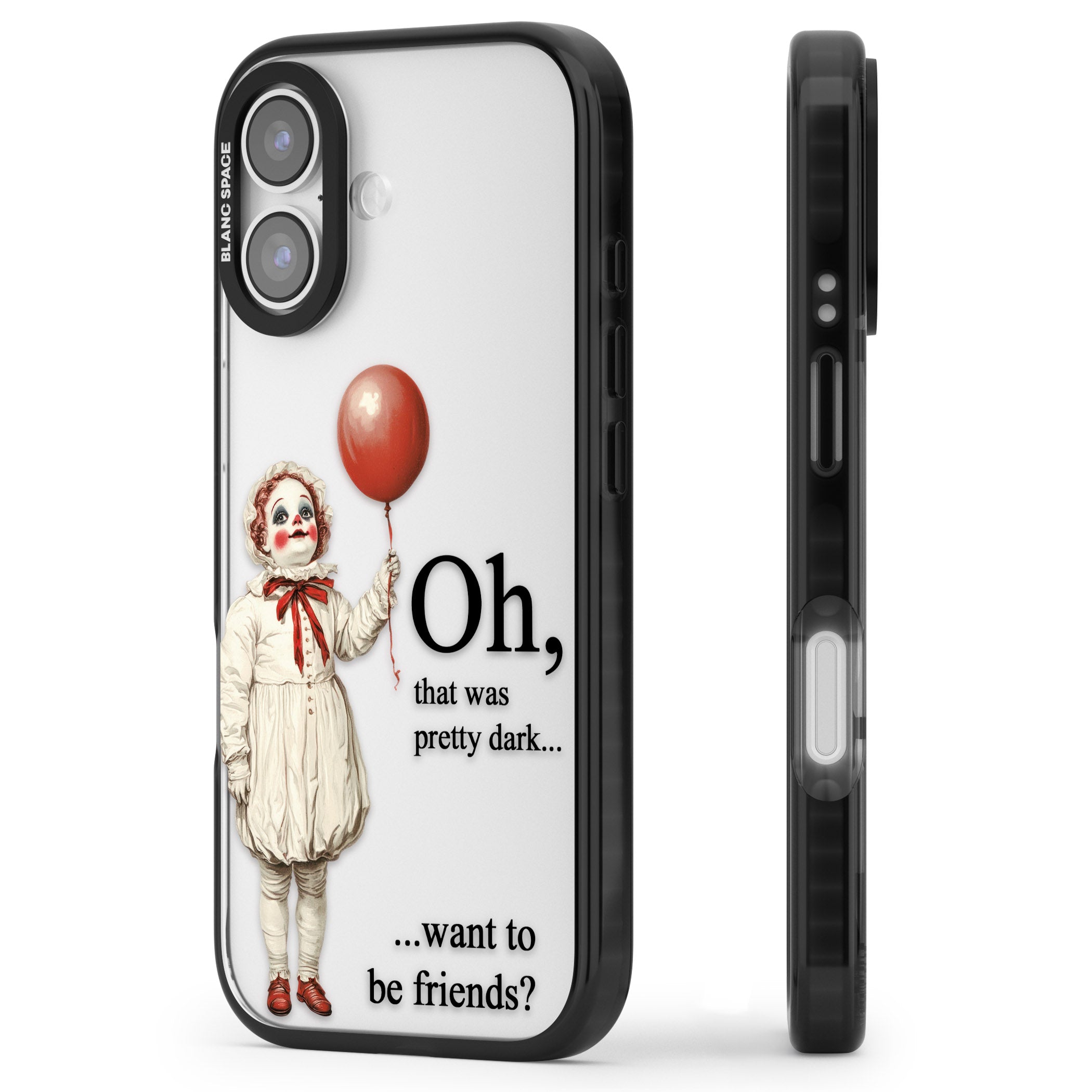 Want To Be Friends? iPhone 17 Impact Black Phone Case Side Profile