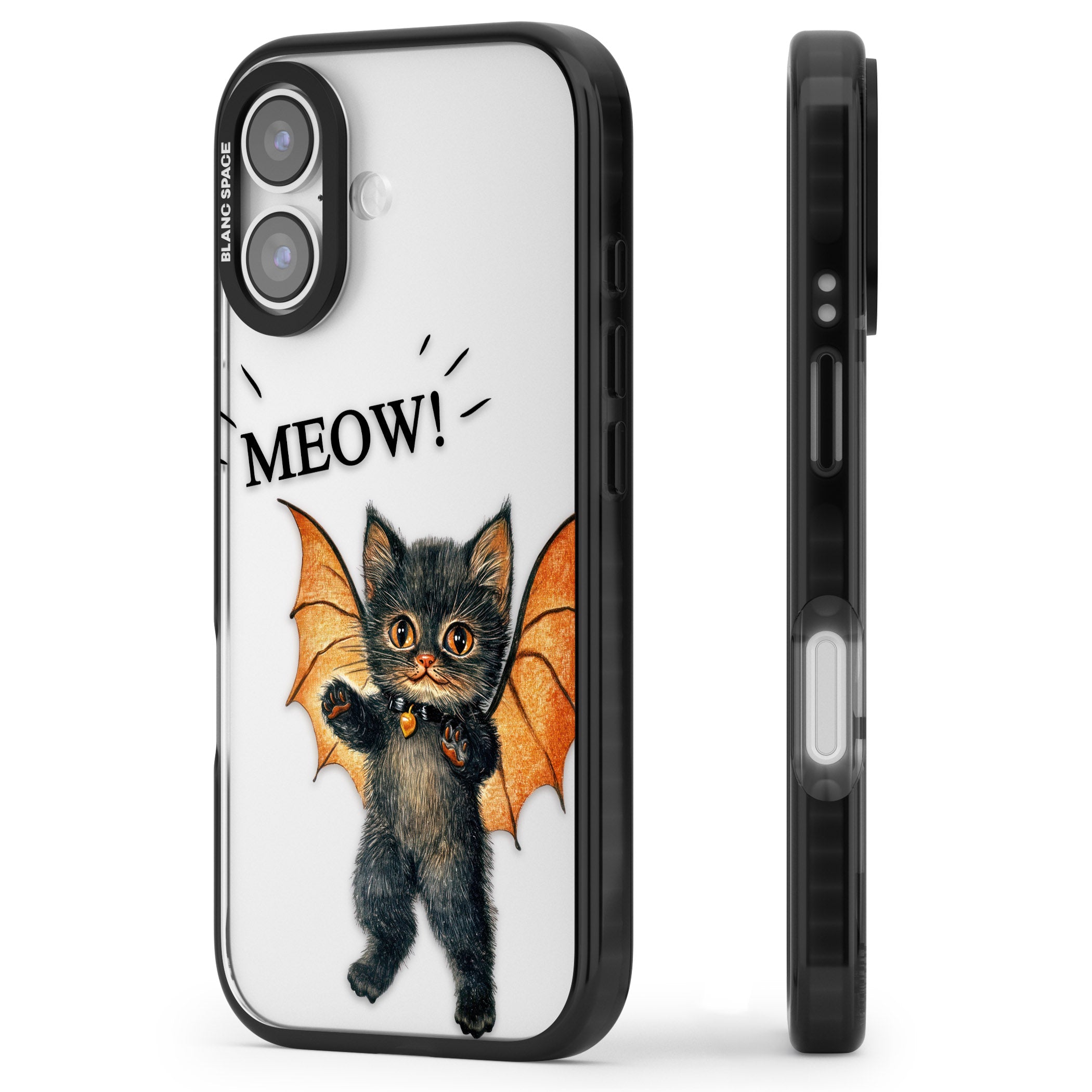 Meow iPhone 17 Impact Black Phone Case Side Profile