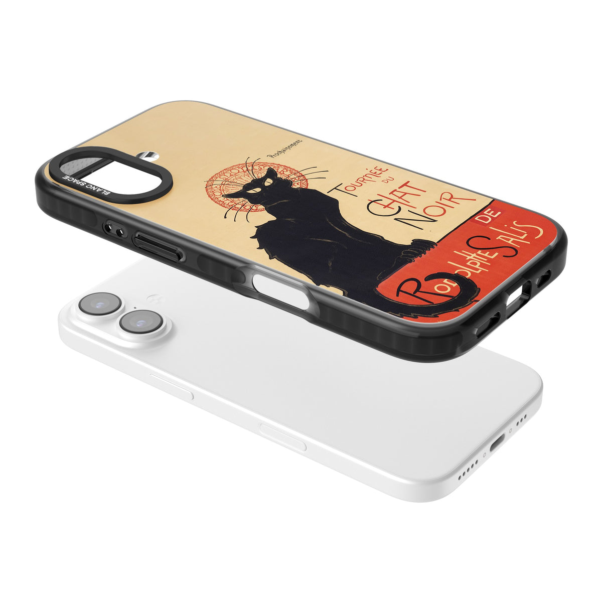 Tournee Du Chat Noir Poster iPhone 16 / iPhone 16 Plus / iPhone 17 Impact Black Phone Case angled