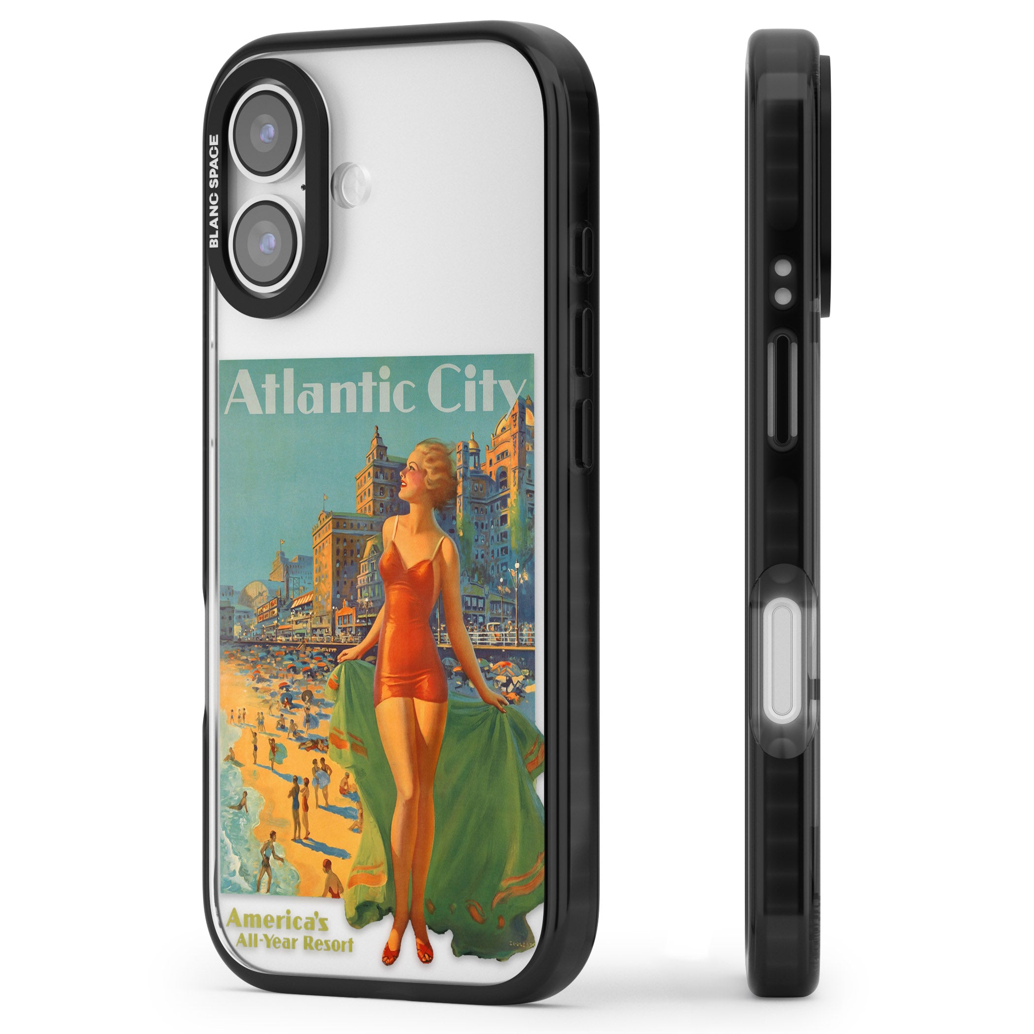 Atlantic City Vacation Poster iPhone 17 Impact Black Phone Case Side Profile