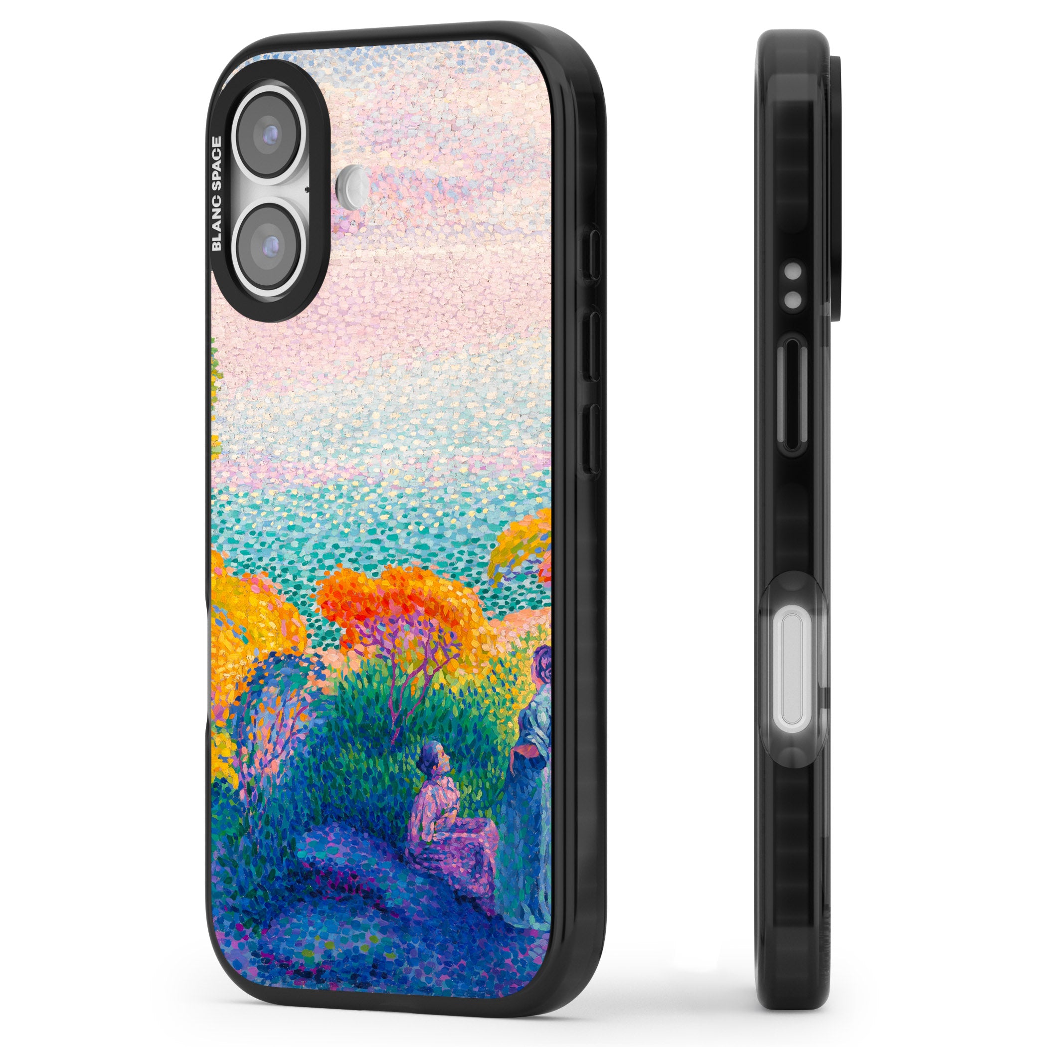 Two Women by the Shore iPhone 17 Impact Black Phone Case Side Profile