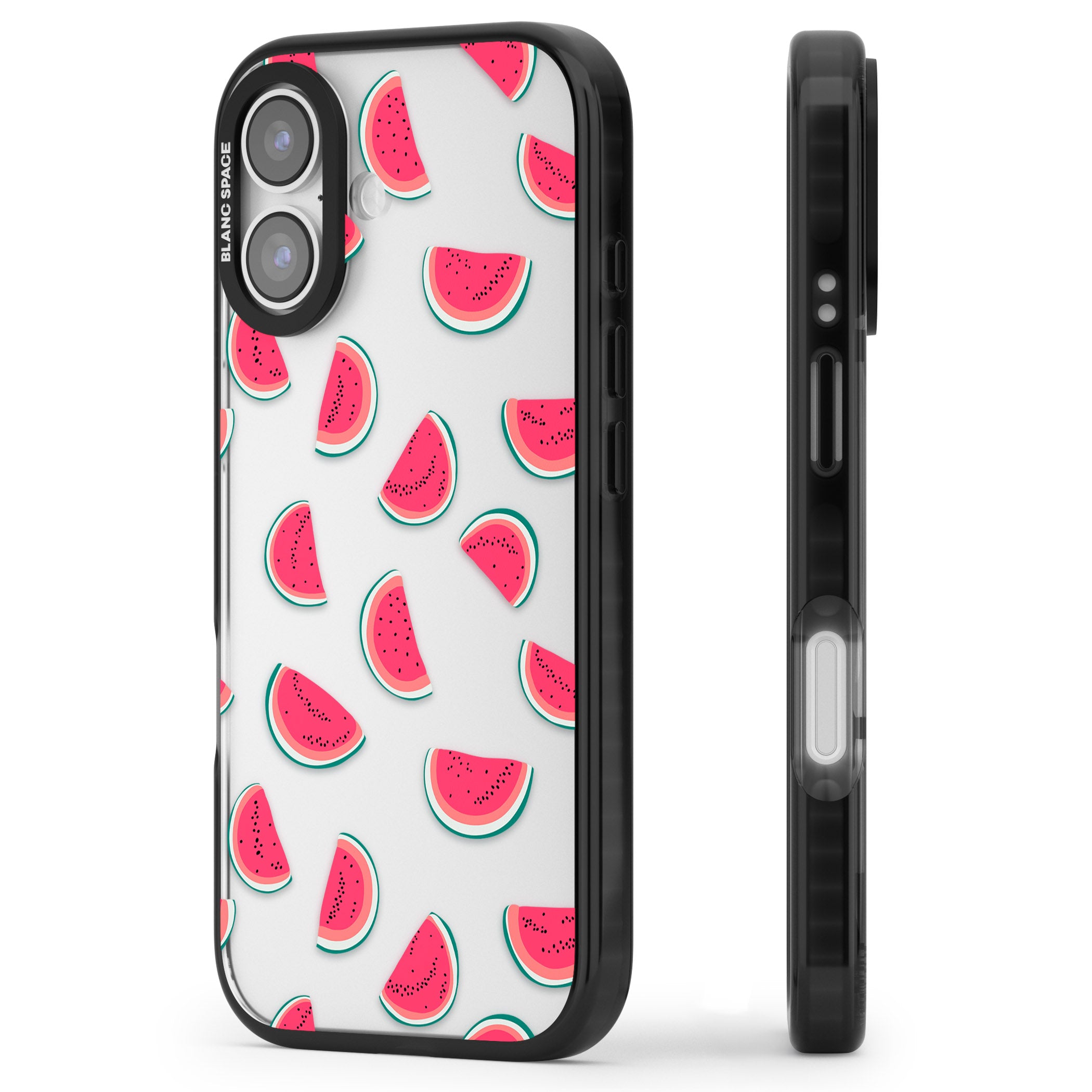 Watermelon Slices iPhone 17 Impact Black Phone Case Side Profile