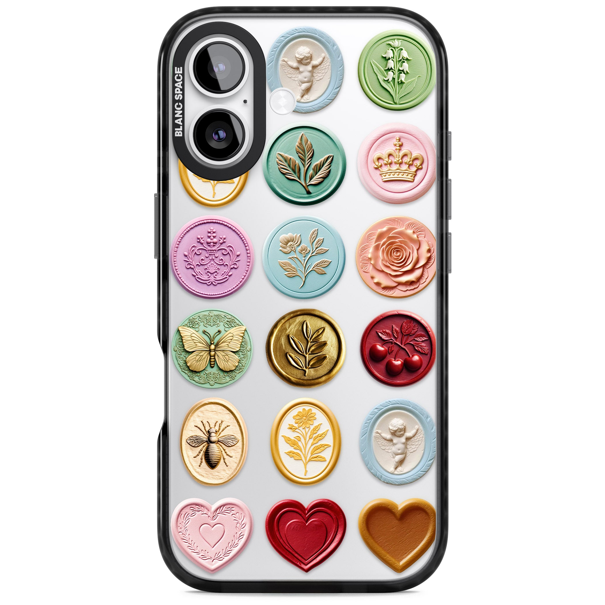 Vintage Wax Seal Pattern iPhone 17 Impact Black Phone Case
