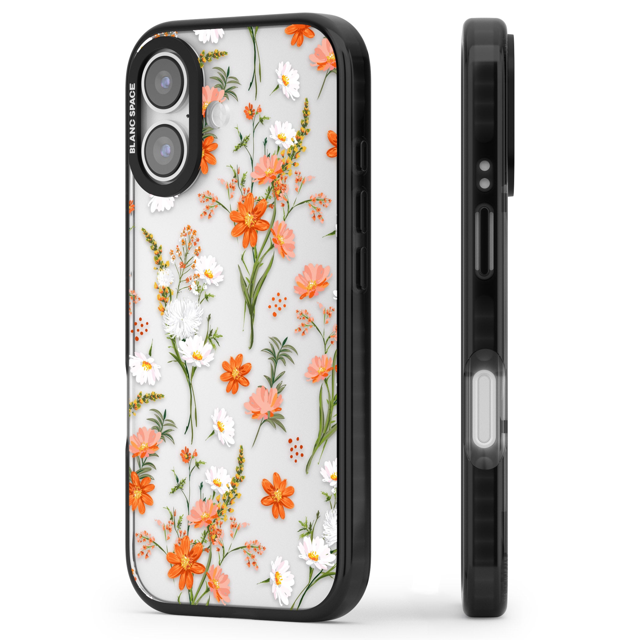 Sunset Wildflowers iPhone 17 Impact Black Phone Case Side Profile