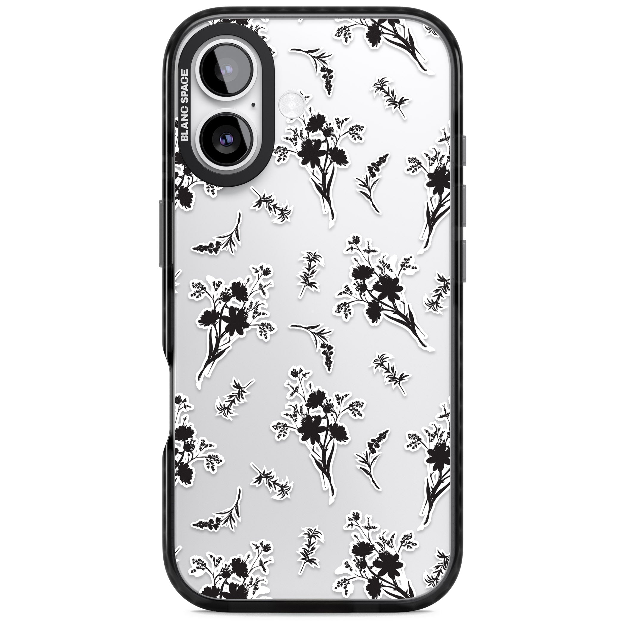 Black Sticker Wildflowers iPhone 17 Impact Black Phone Case
