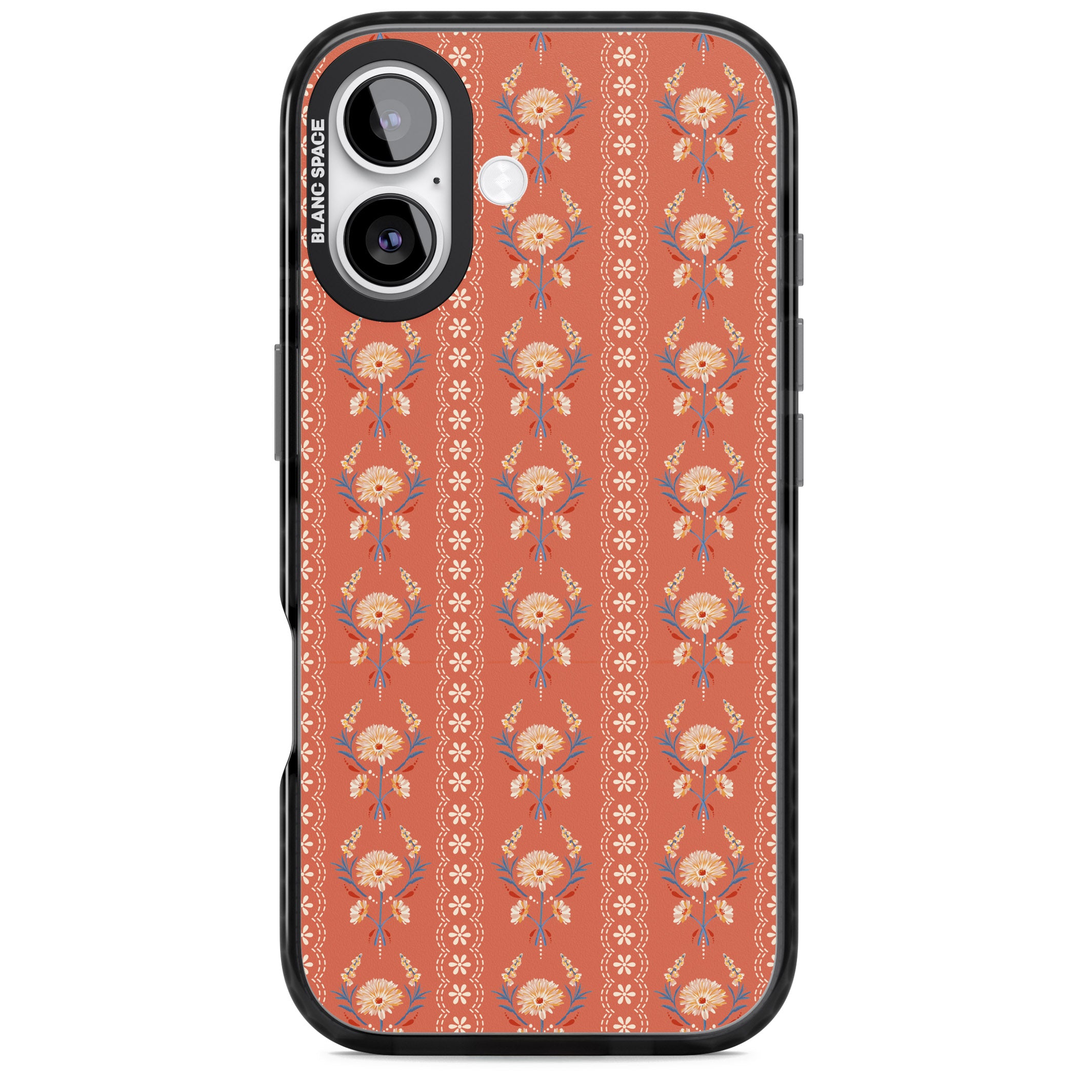 Vintage Terracotta Floral iPhone 17 Impact Black Phone Case