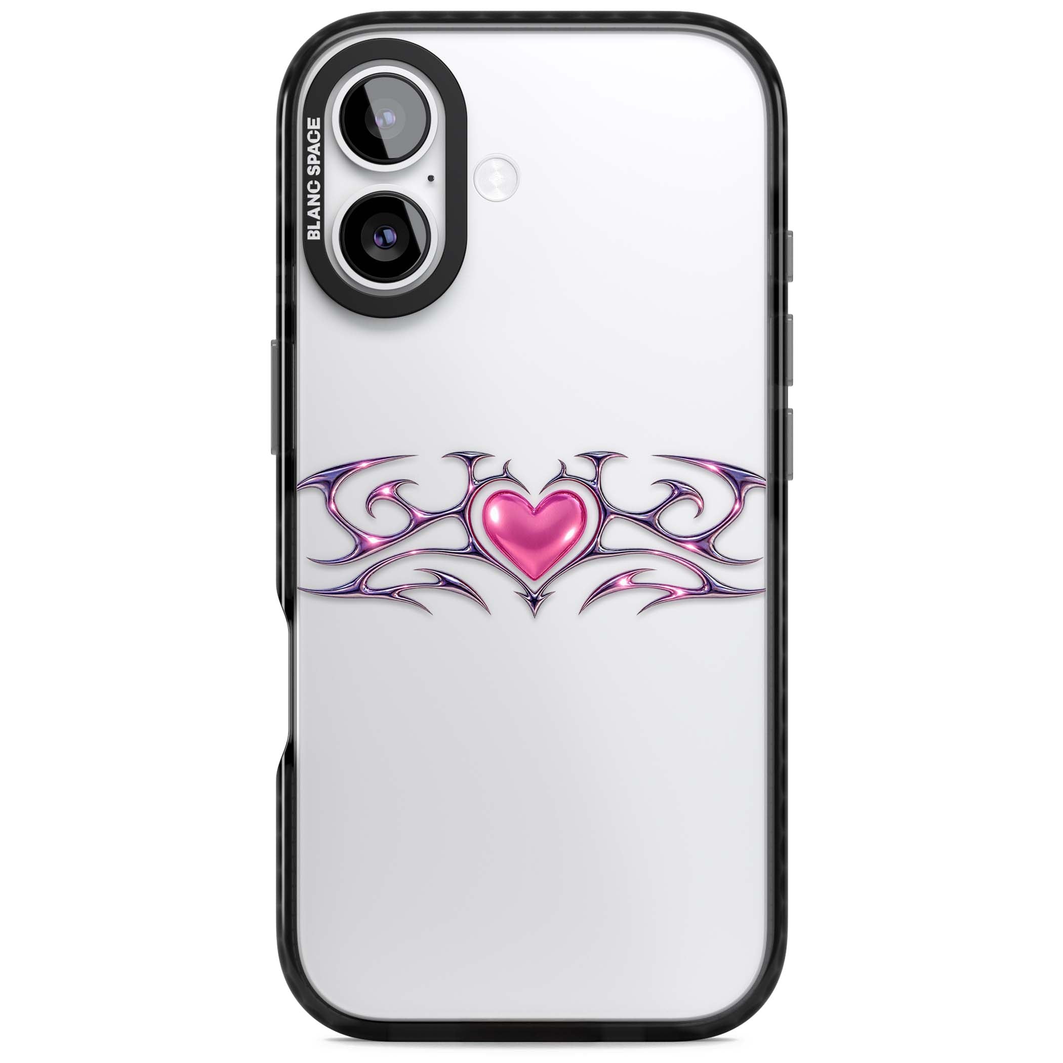 Pink Chrome Heart y2k iPhone case | Clear Impact case for iPhone 17