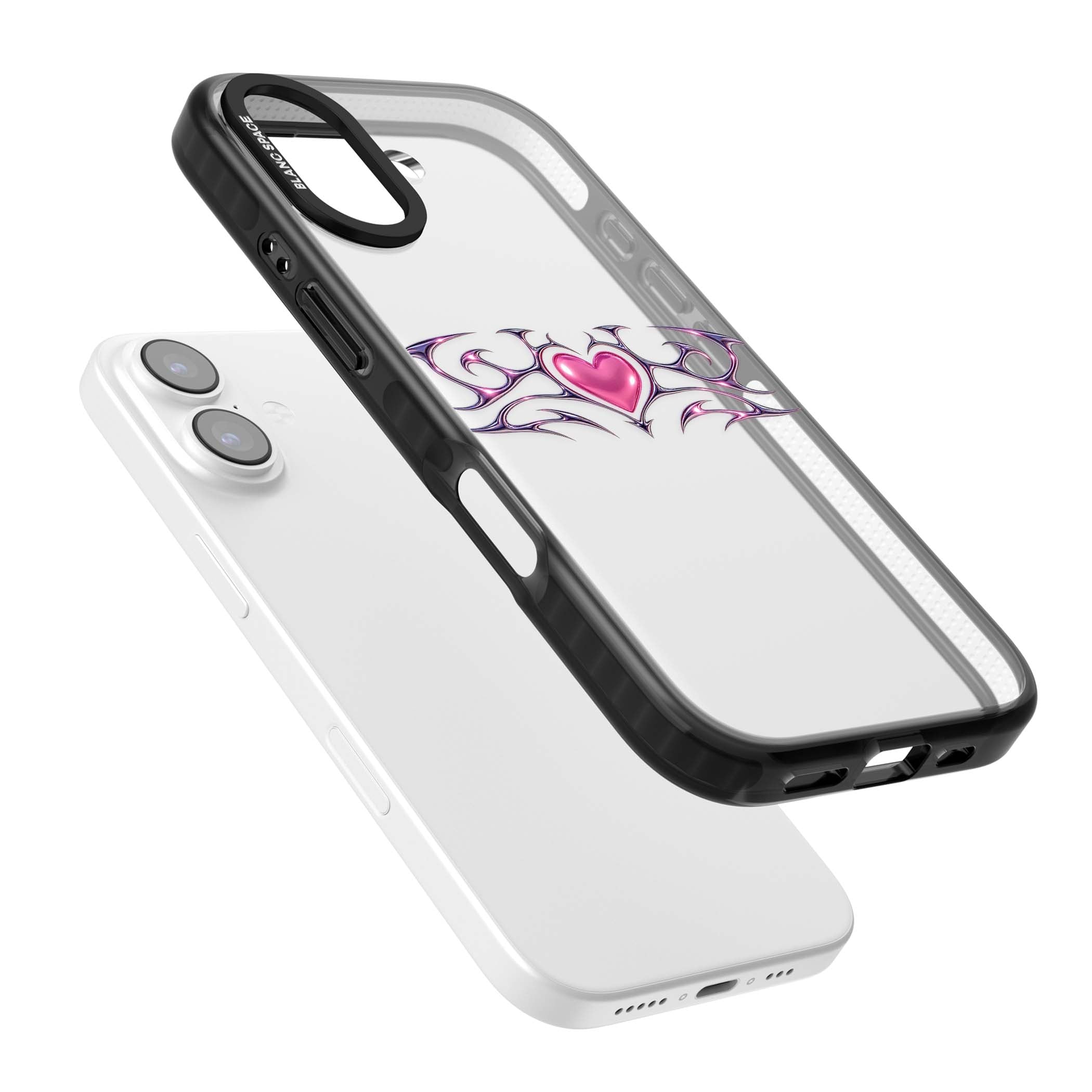 Pink Chrome Heart y2k iPhone case | Clear Impact case for iPhone 17