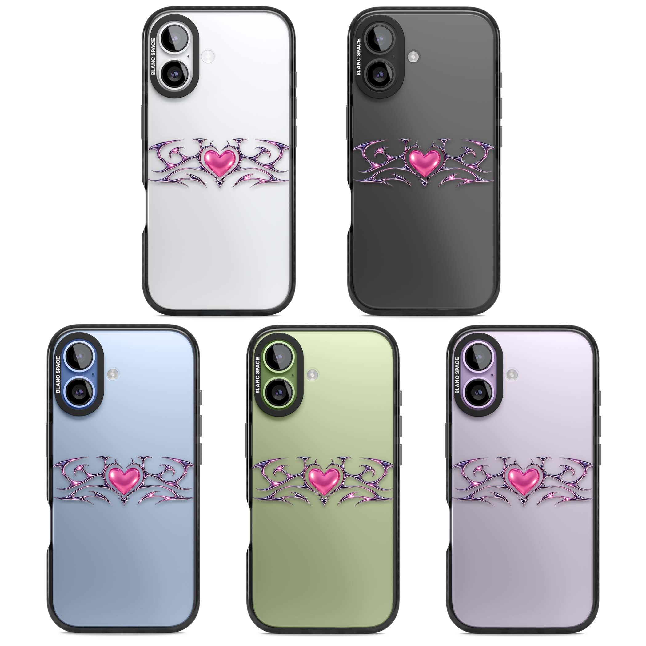 Pink Chrome Heart y2k iPhone case | Clear Impact case for iPhone 17