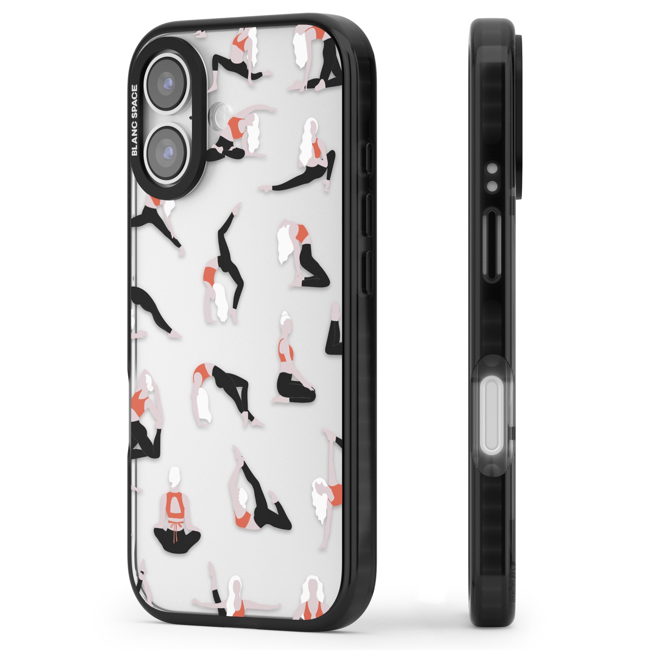 Yoga Poses Clear iPhone 17 Impact Black Phone Case Side Profile