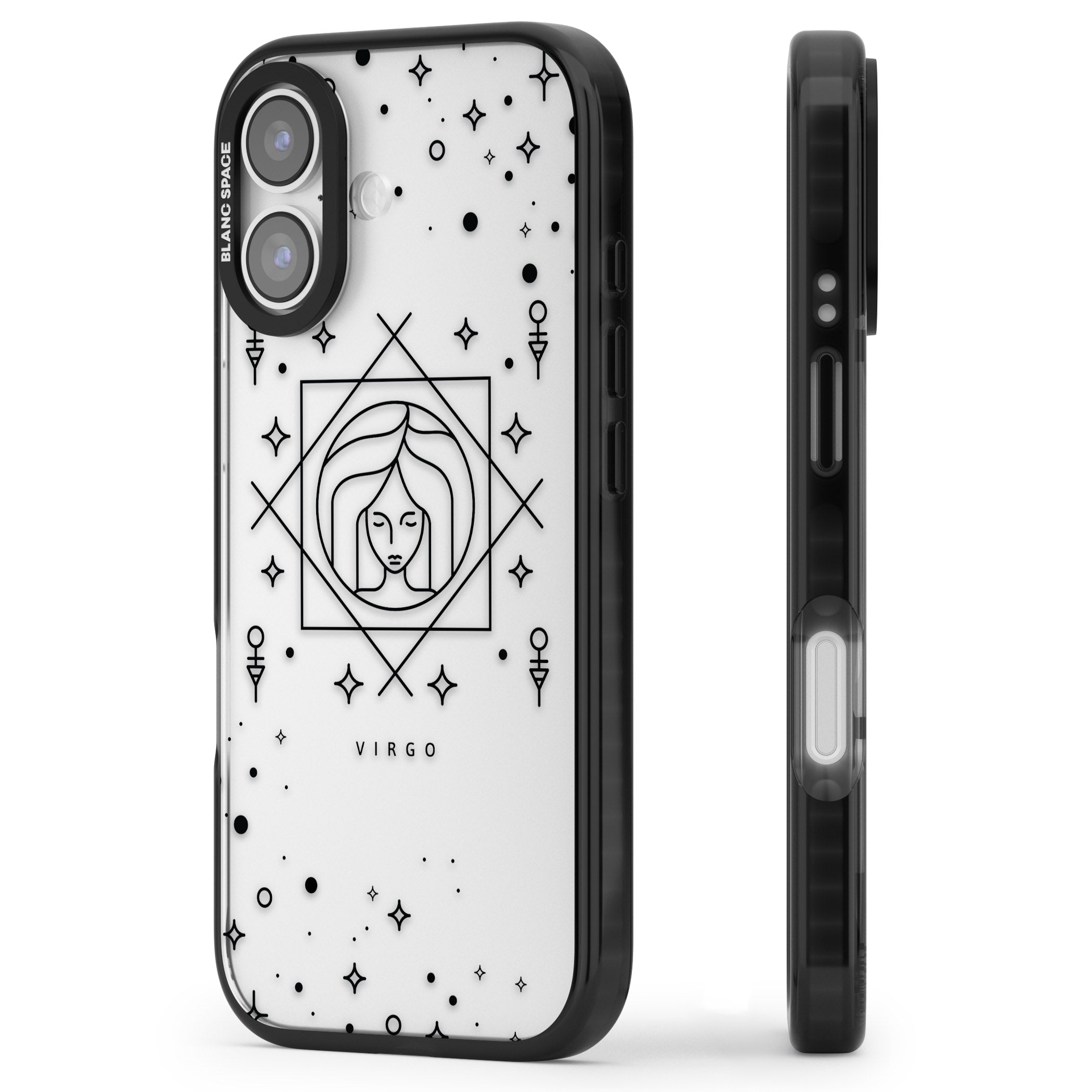 Virgo Emblem iPhone 17 Impact Black Phone Case Side Profile