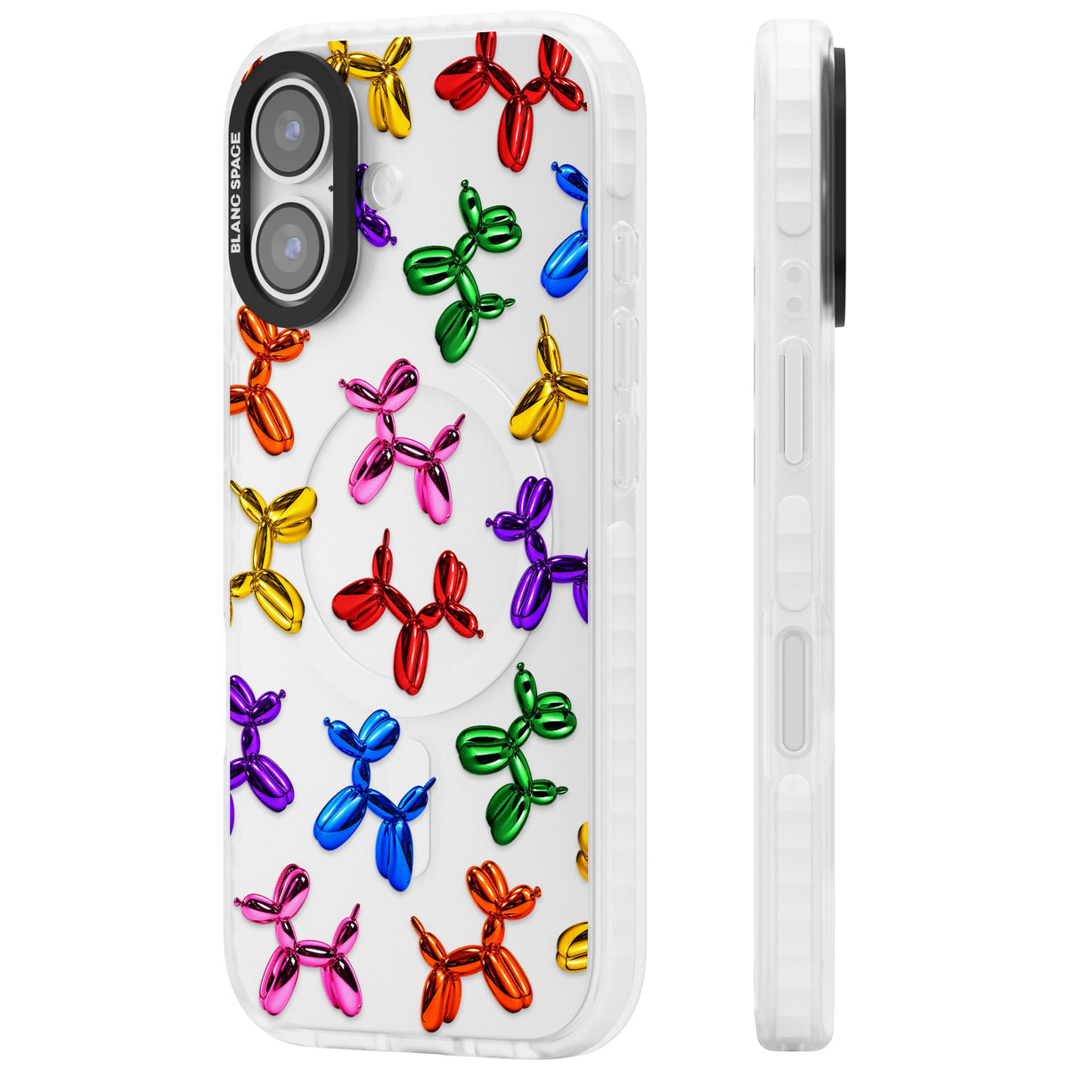 Balloon Dogs iPhone 16 / iPhone 16 Plus / iPhone 17 Impact Clear Phone Case side