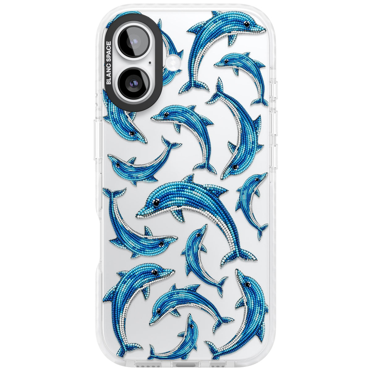 Beaded Dolphins iPhone 16 / iPhone 16 Plus / iPhone 17 Impact Clear Phone Case front