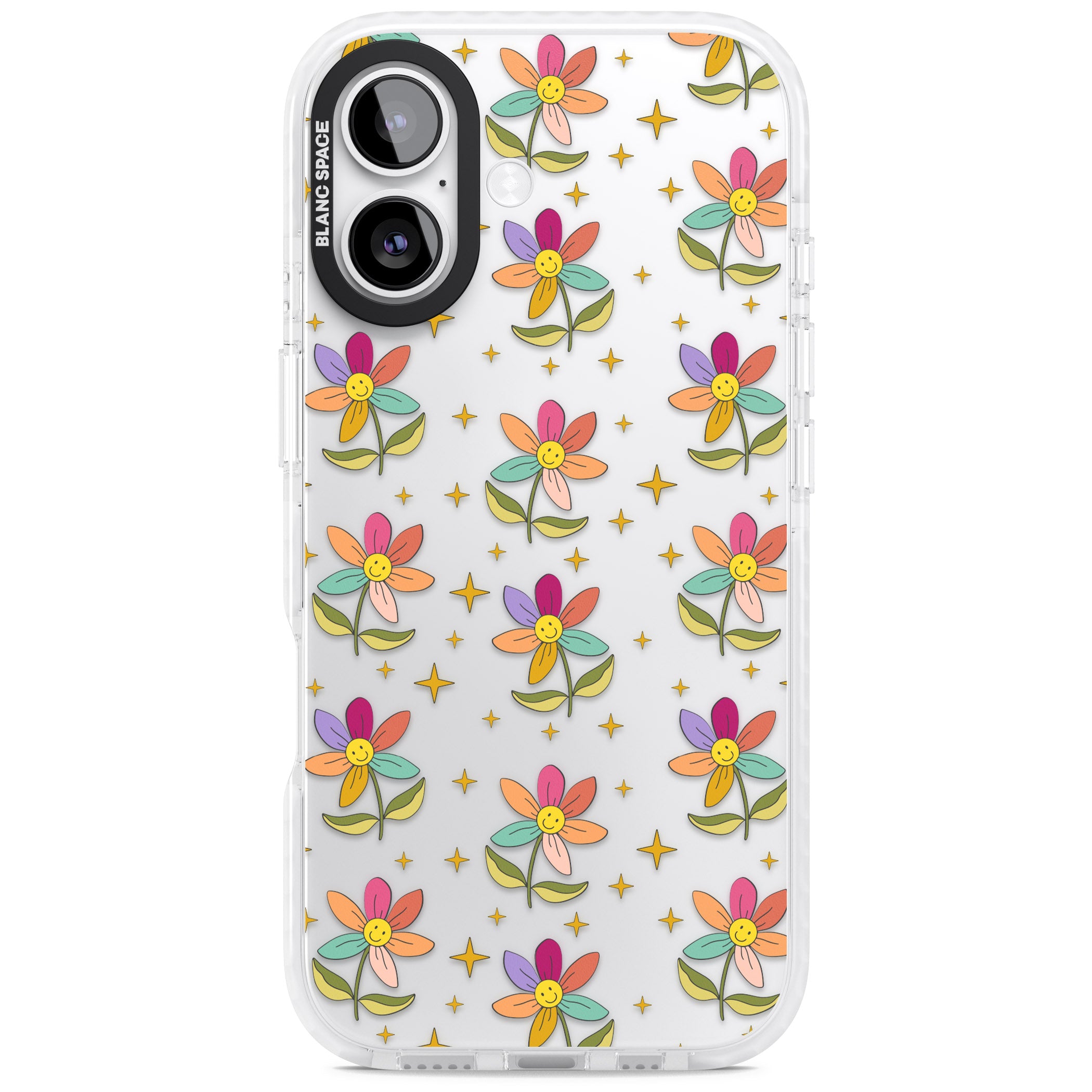 Boho Celestial Happy Flower iPhone 17 Impact Clear Phone Case