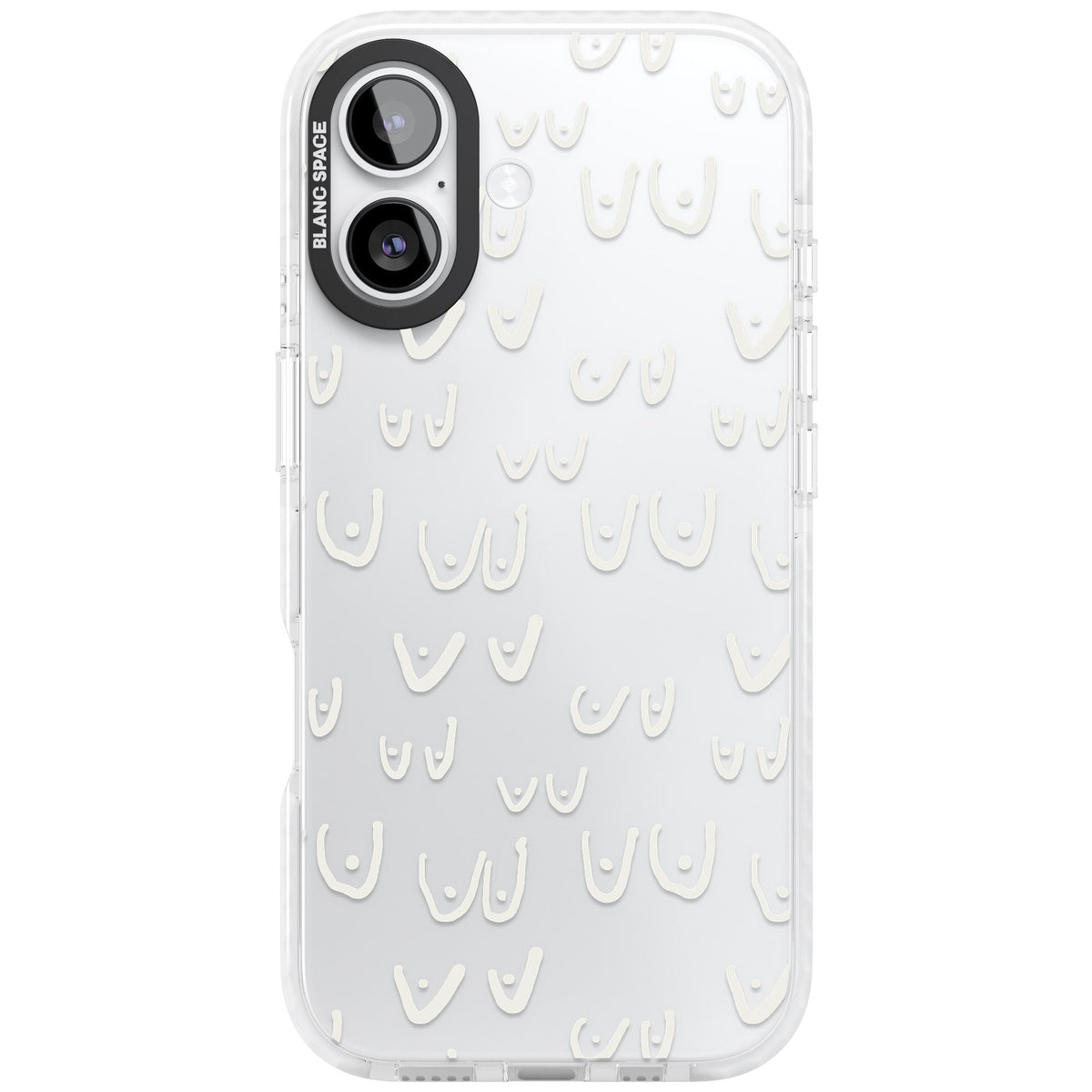 Boob Pattern (White) iPhone 16 / iPhone 16 Plus / iPhone 17 Impact Clear Phone Case front