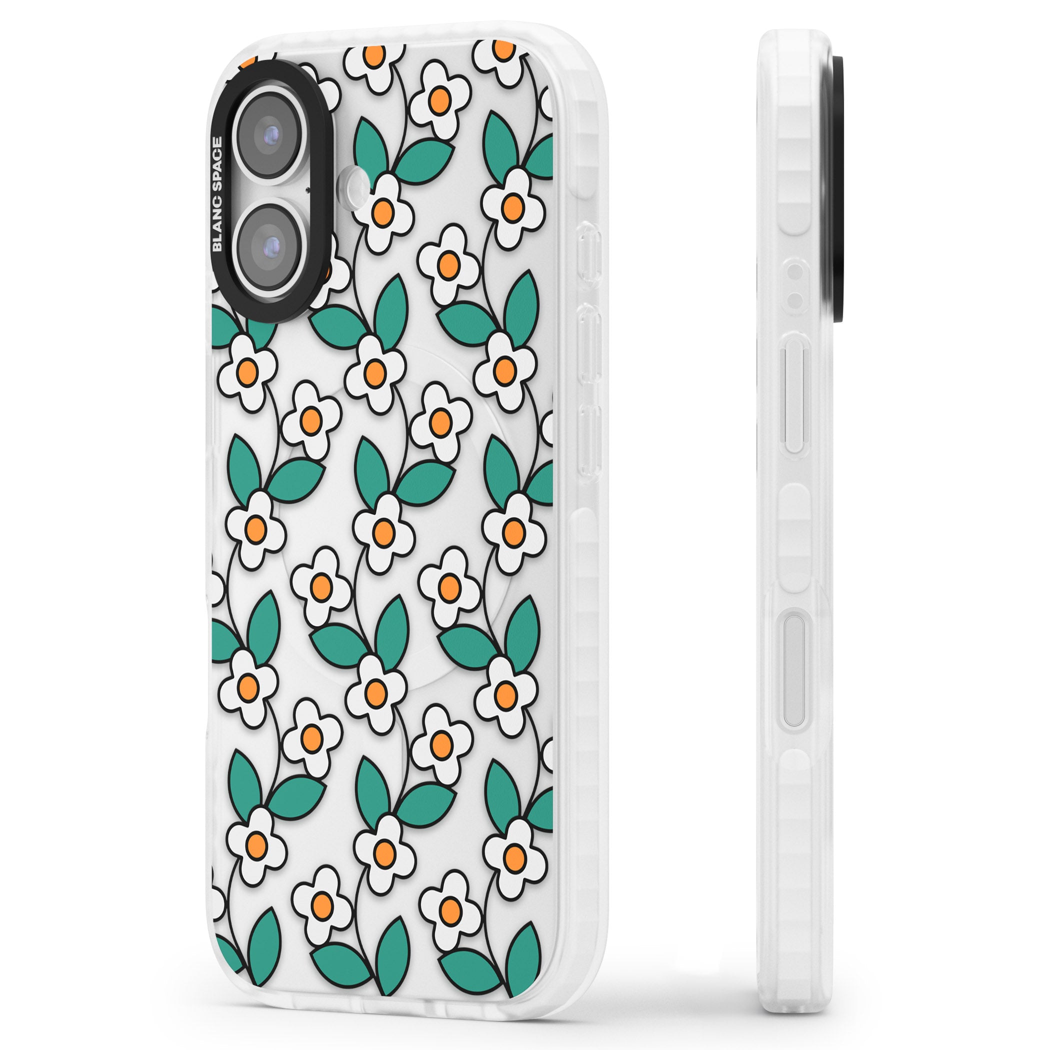 Spring Daisies iPhone 17 Impact Clear Phone Case Side Profile