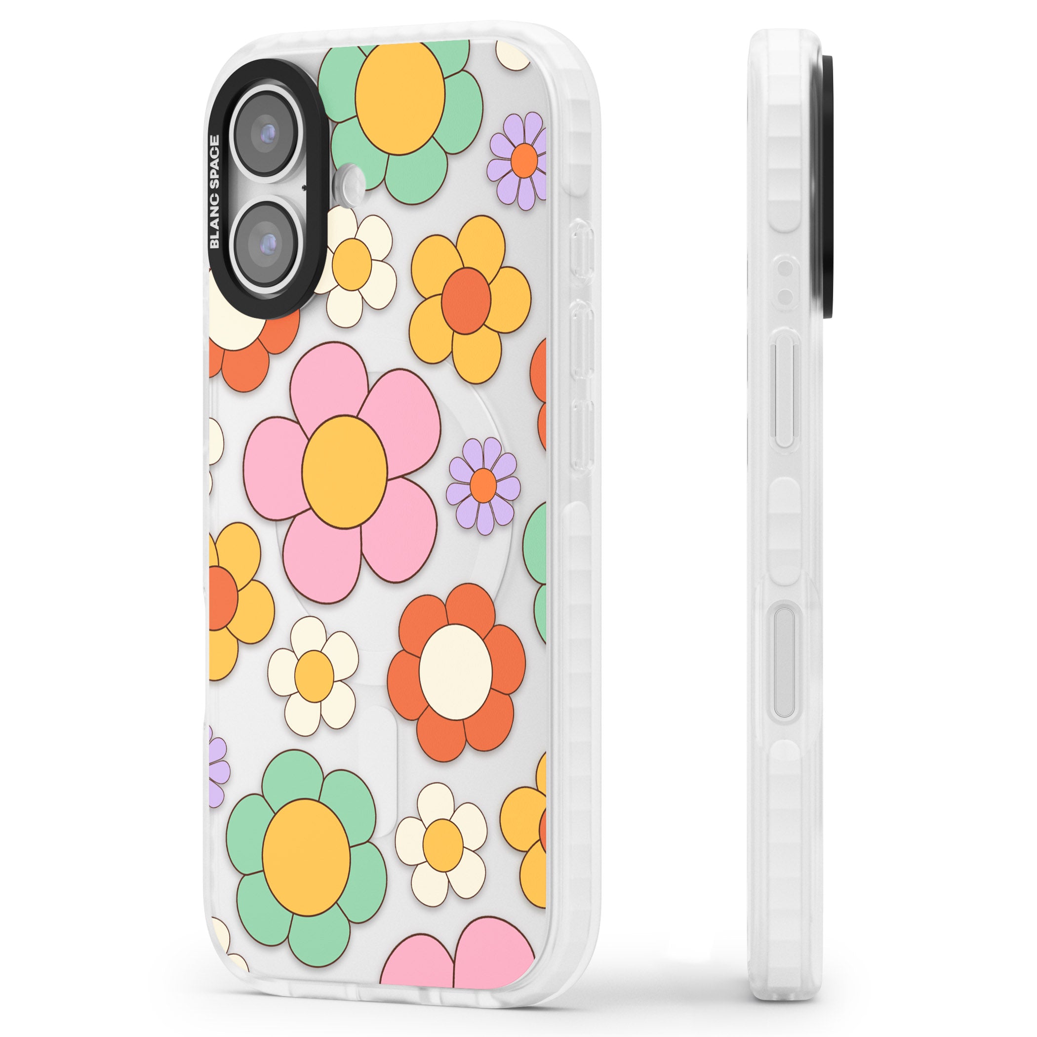 Groovy Blossoms iPhone 17 Impact Clear Phone Case Side Profile