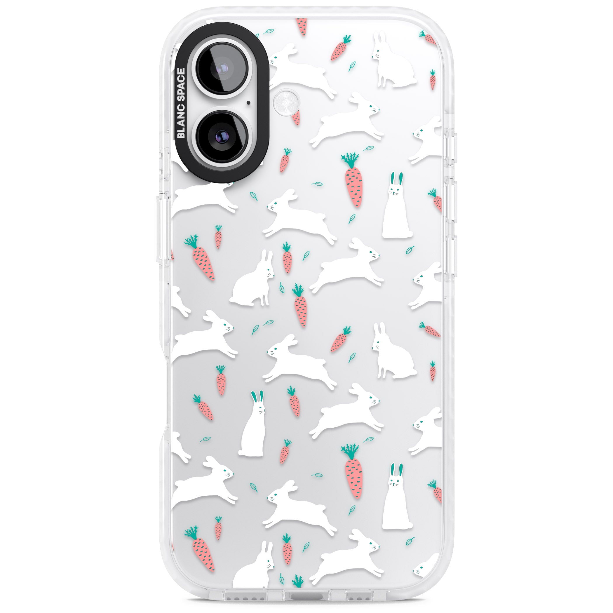 White Bunnies And Carrots iPhone 17 Impact Clear Phone Case