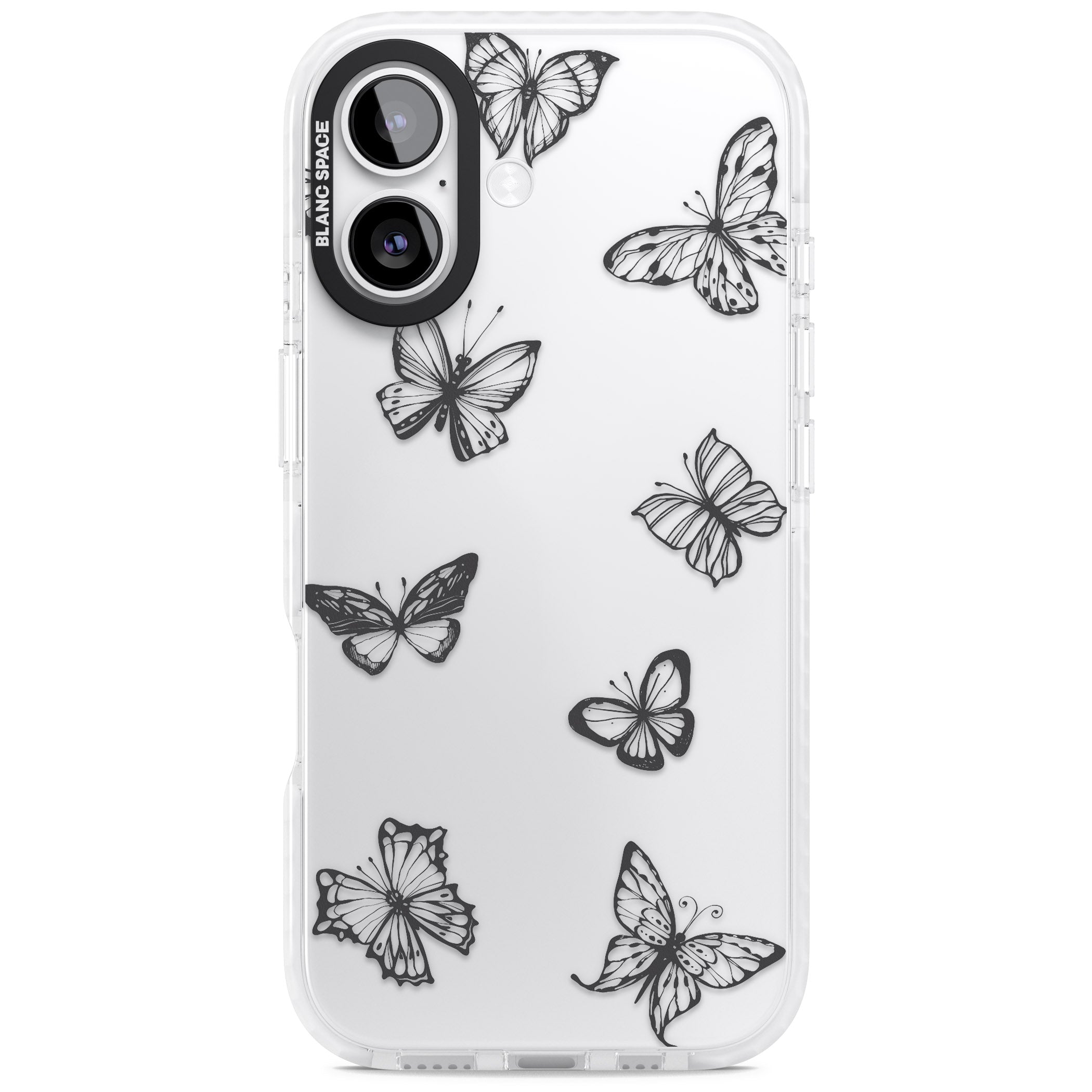 Grey Butterfly Line Pattern iPhone 17 Impact Clear Phone Case