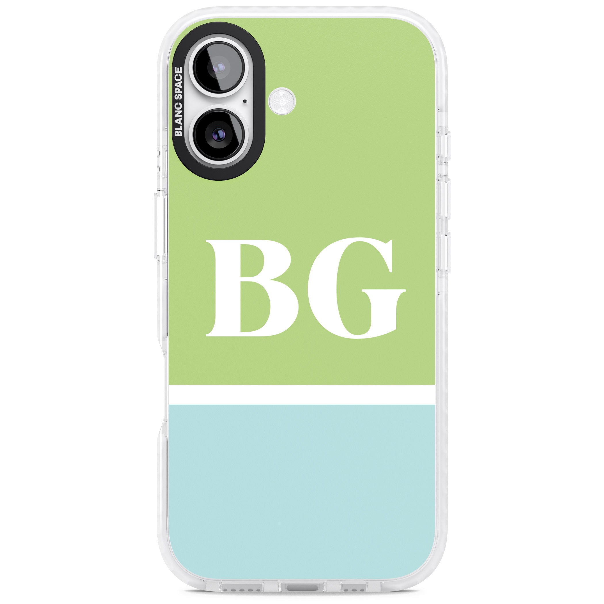 Personalised Colorblock: Green & Turquoise iPhone 17 Impact Clear Phone Case