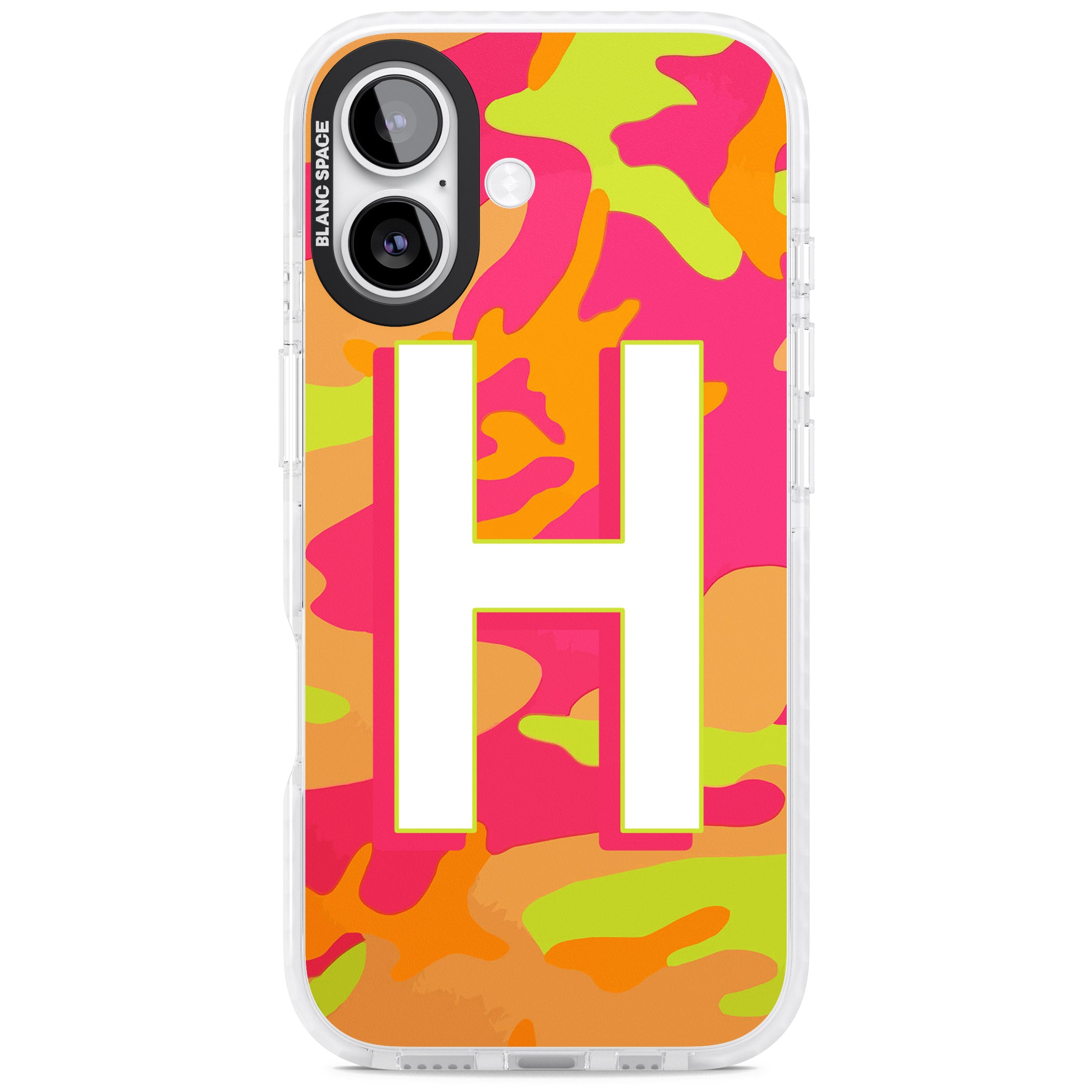 Personalised Neon Camo iPhone 17 Impact Clear Phone Case