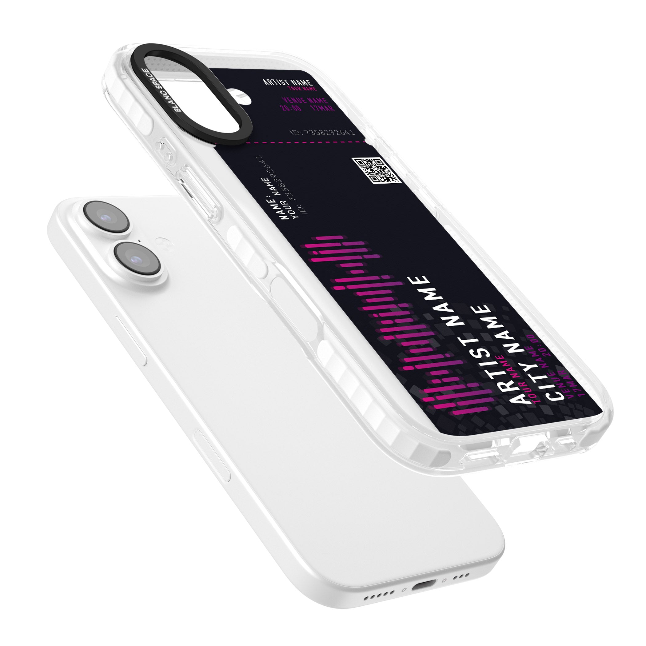 Personalised Concert Ticket iPhone 17 Impact Clear Phone Case Colours