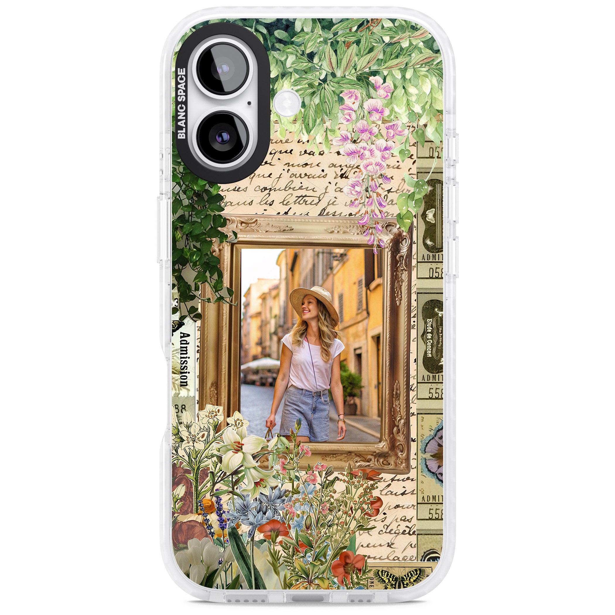 Personalised Tuscan Floral Collage Frame iPhone 17 Impact Clear Phone Case