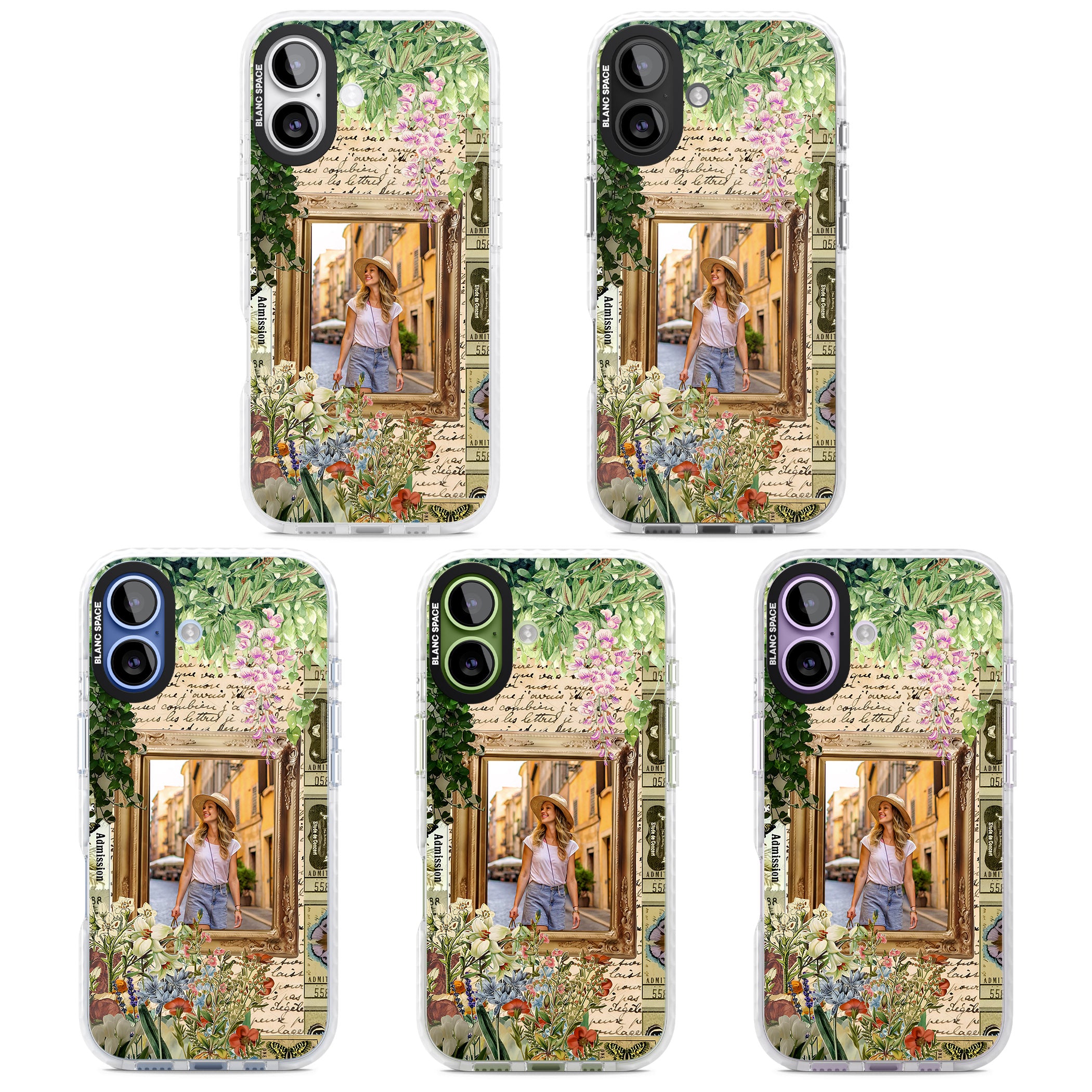 Personalised Tuscan Floral Collage Frame iPhone 17 Impact Clear Phone Case APT Impact Protection