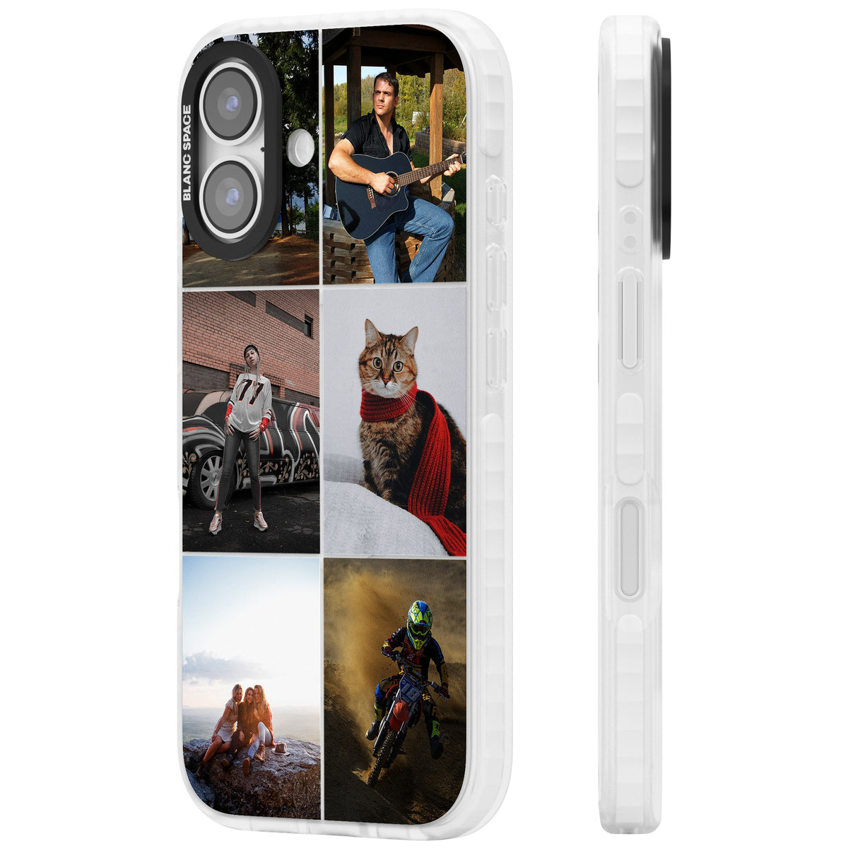 Personalised 6 Photo Grid iPhone 16 / iPhone 16 Plus / iPhone 17 Impact Clear Phone Case side