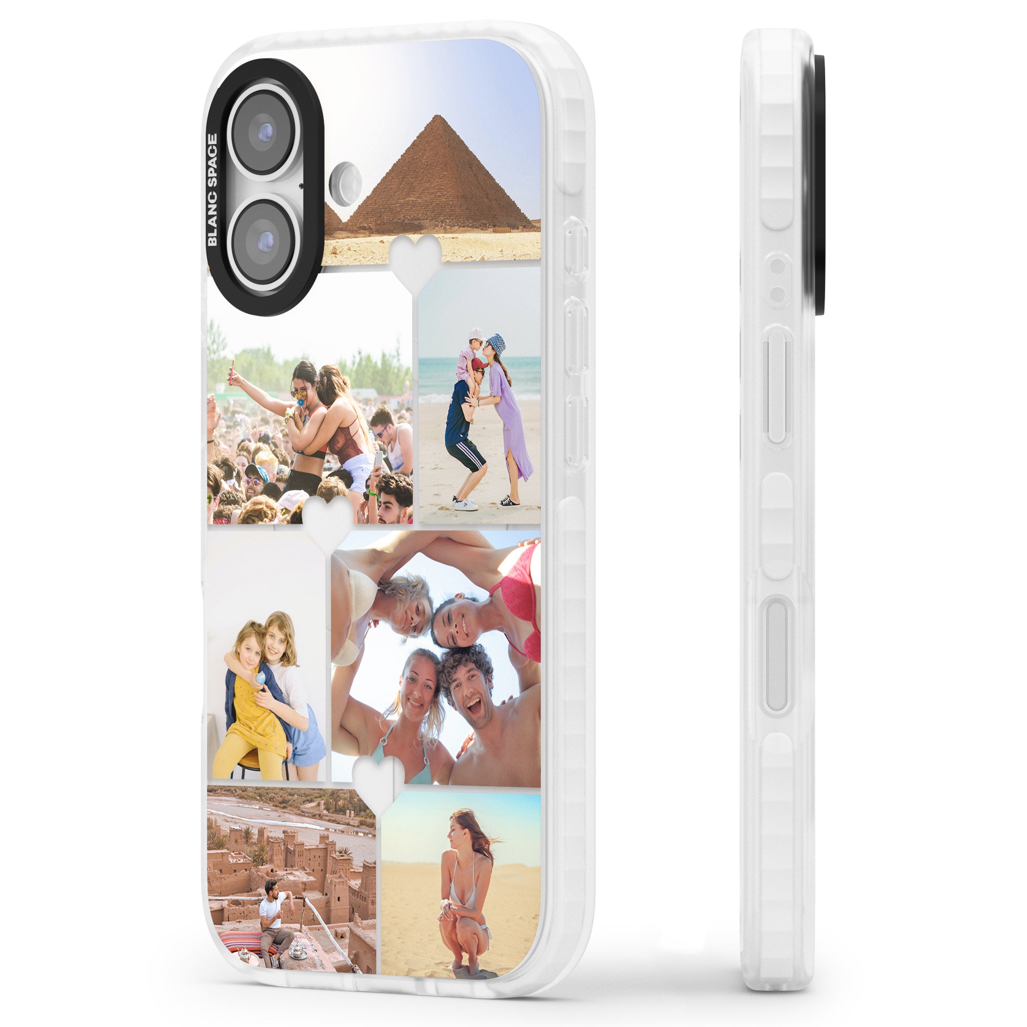 Personalised Heart Photo Grid iPhone 17 Impact Clear Phone Case Side Profile
