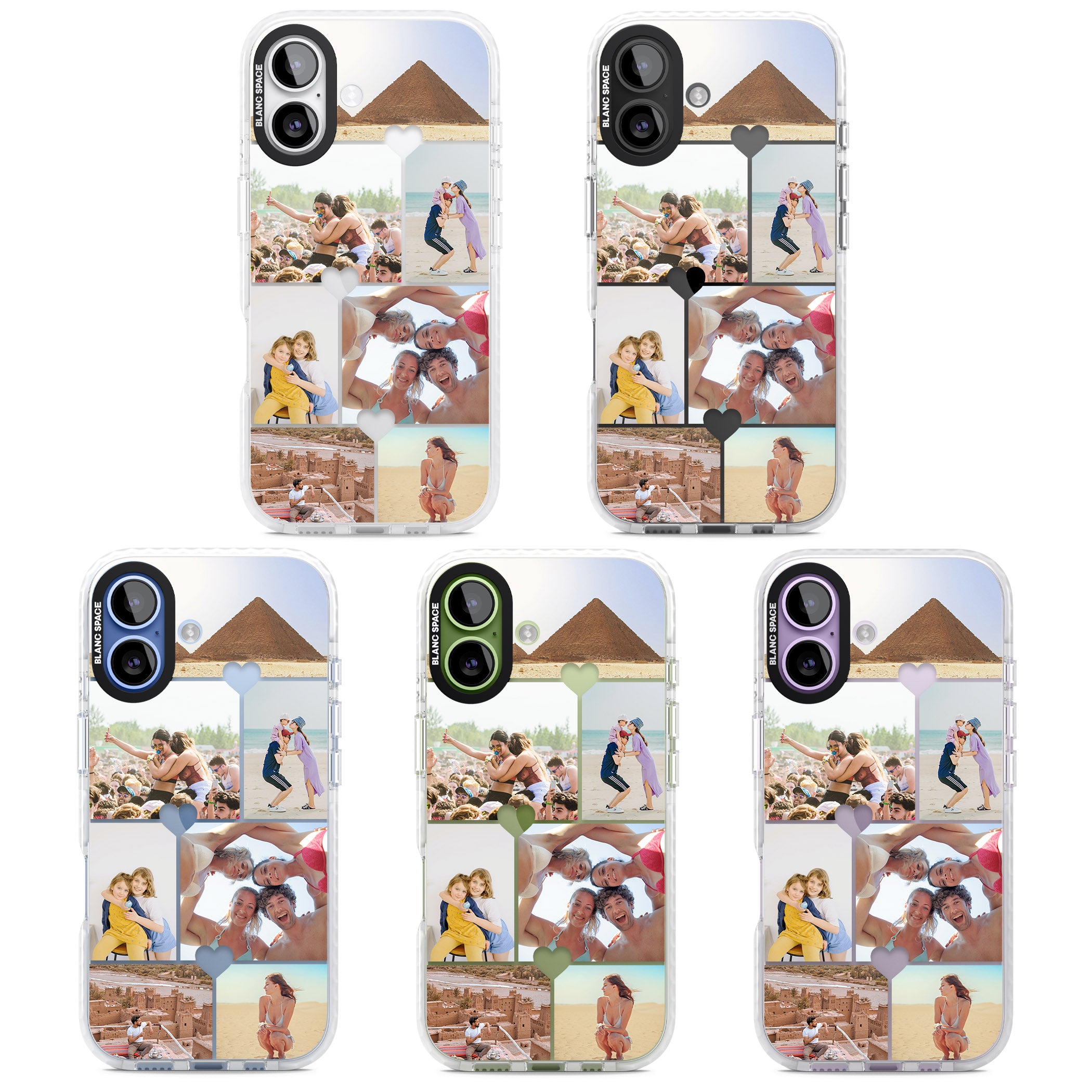Personalised Heart Photo Grid iPhone 17 Impact Clear Phone Case APT Impact Protection