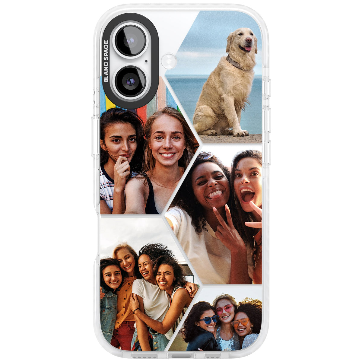 Personalised Beehive Photo Grid iPhone 16 / iPhone 16 Plus / iPhone 17 Impact Clear Phone Case front