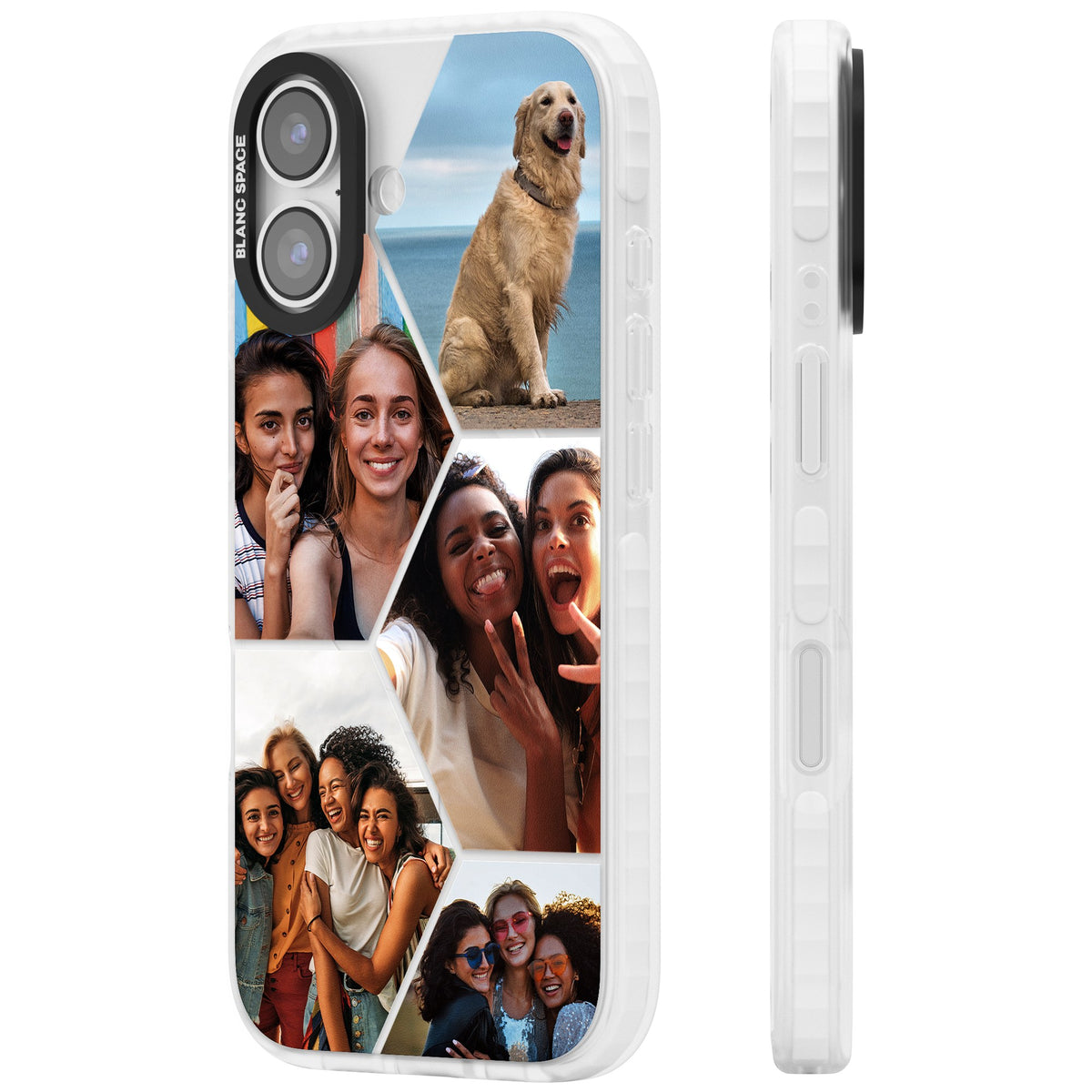 Personalised Beehive Photo Grid iPhone 16 / iPhone 16 Plus / iPhone 17 Impact Clear Phone Case side