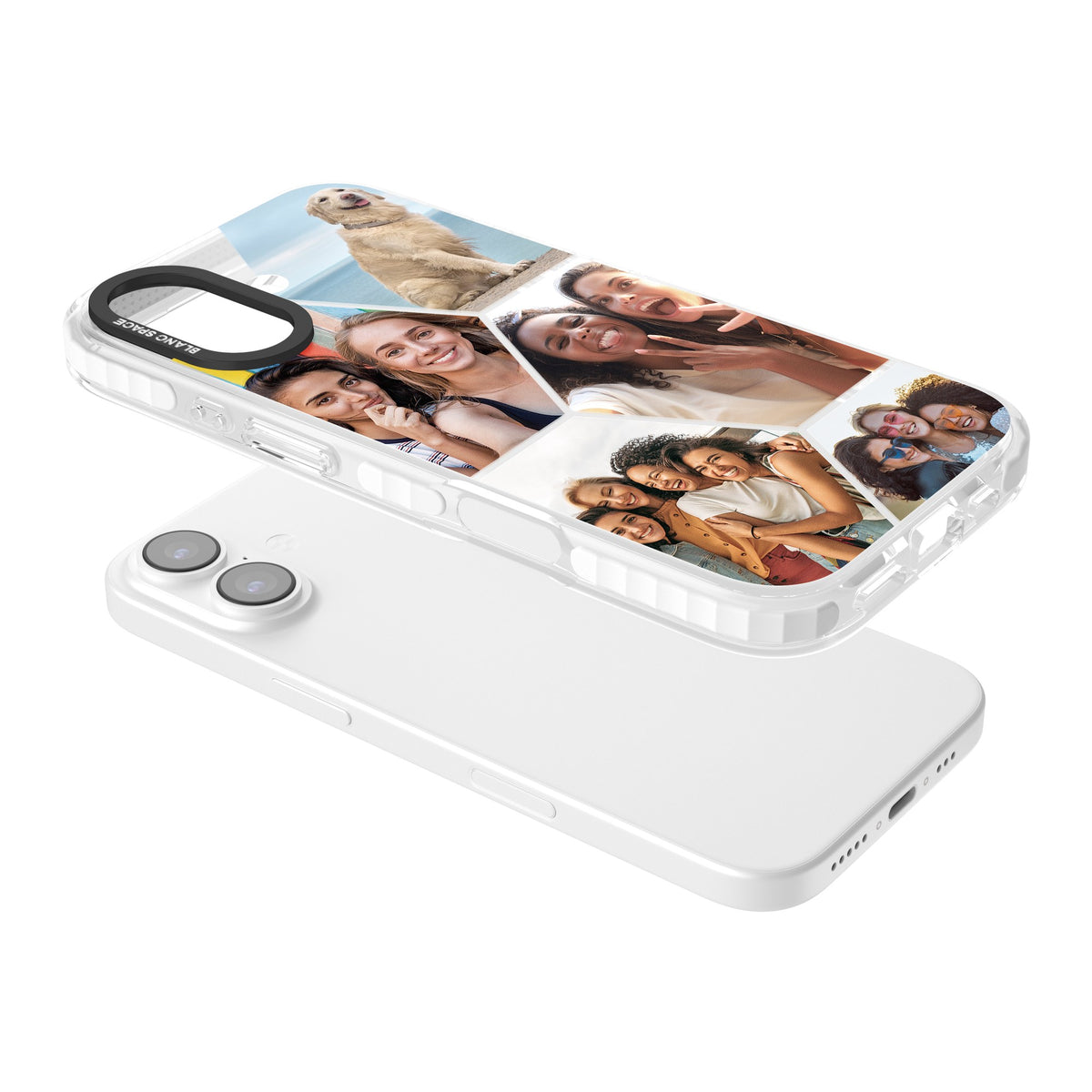 Personalised Beehive Photo Grid iPhone 16 / iPhone 16 Plus / iPhone 17 Impact Clear Phone Case angled