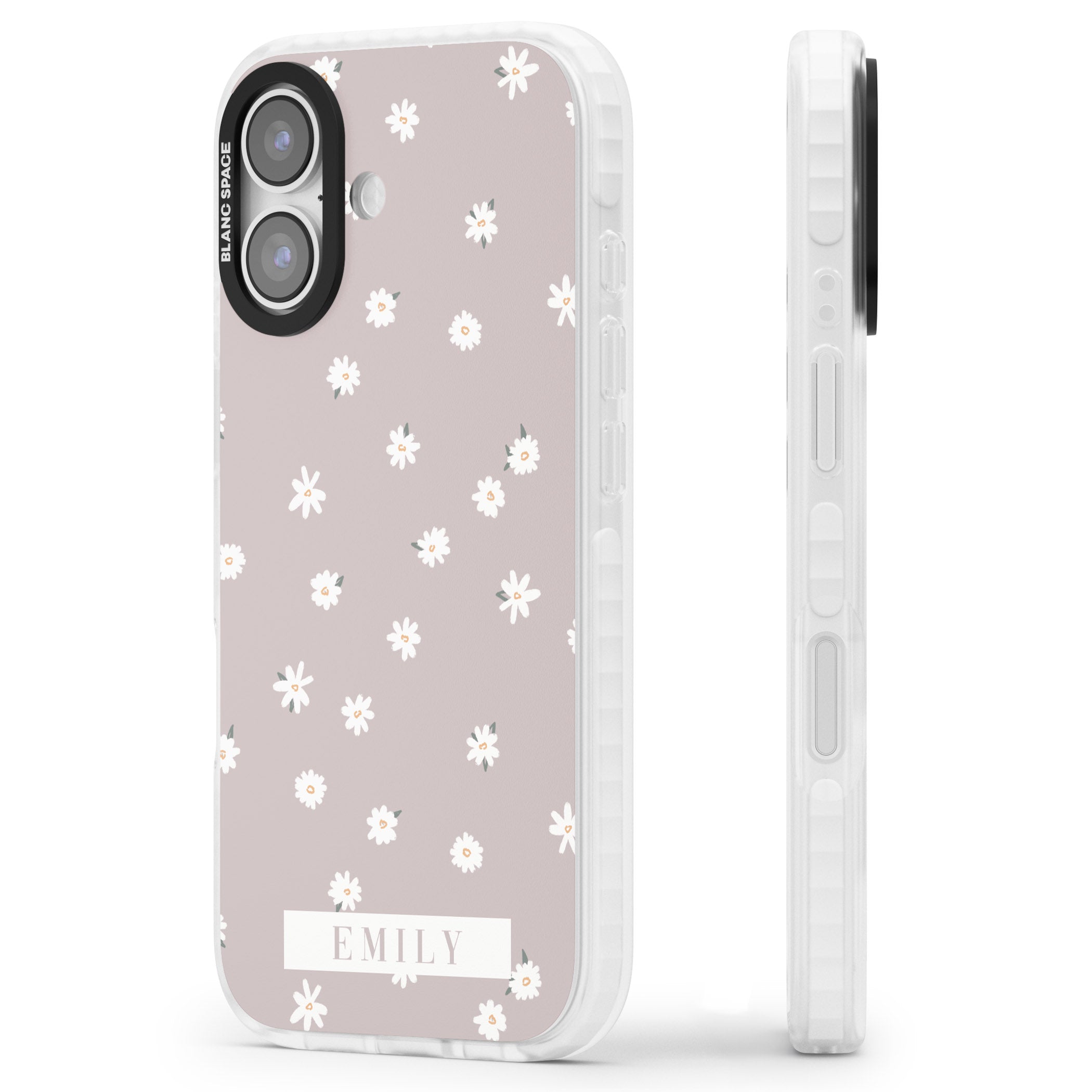 Personalised Dusty Daisy iPhone 17 Impact Clear Phone Case Side Profile