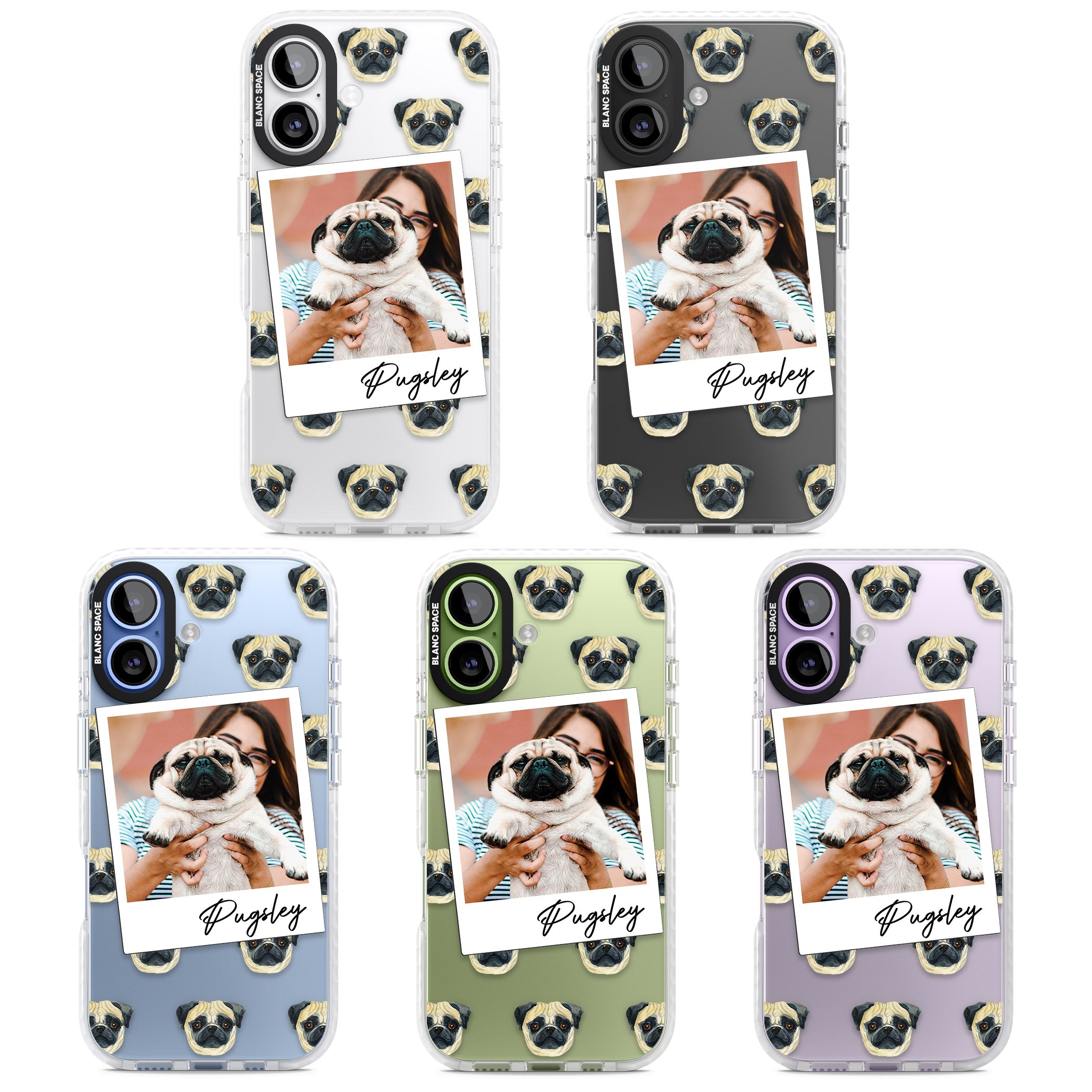 Personalised Pug Instant Camera Photo iPhone 17 Impact Clear Phone Case APT Impact Protection