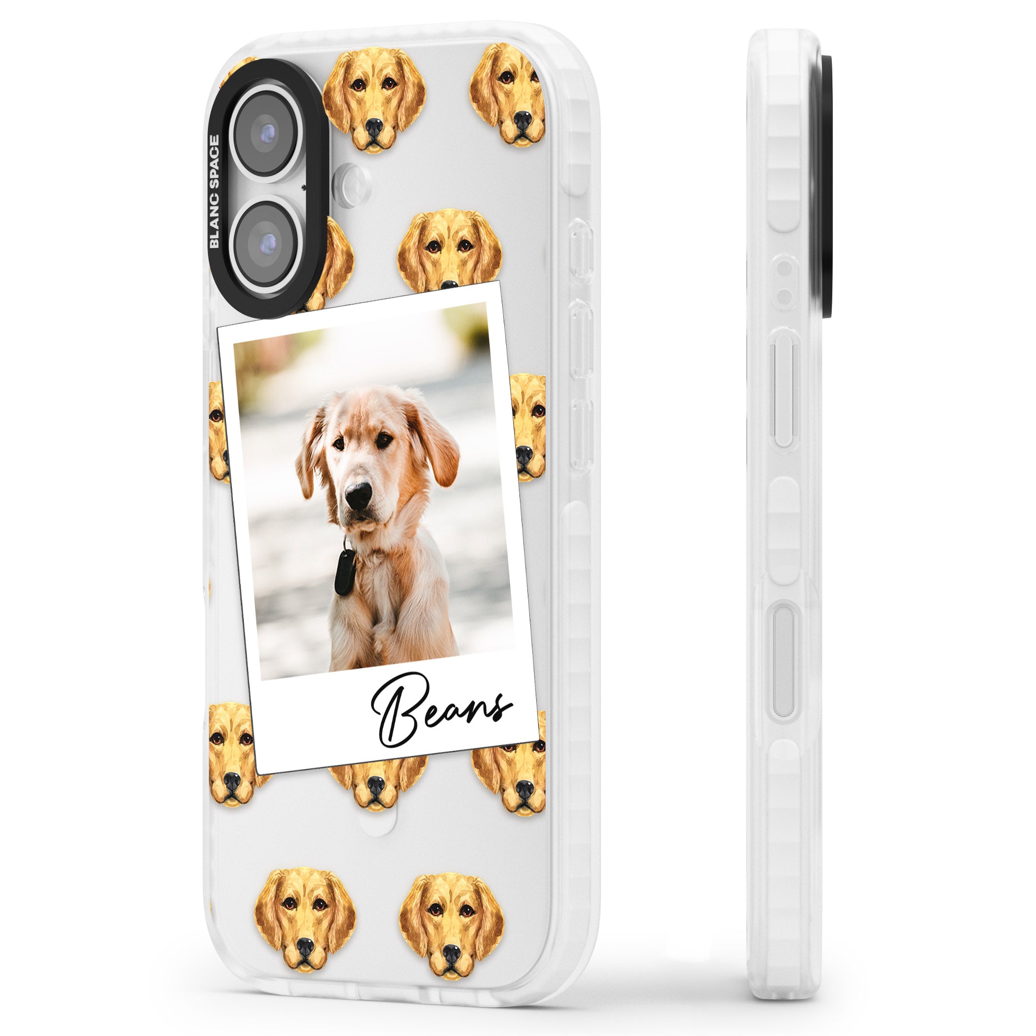 Personalised Labrador Instant Camera Photo iPhone 17 Impact Clear Phone Case Side Profile