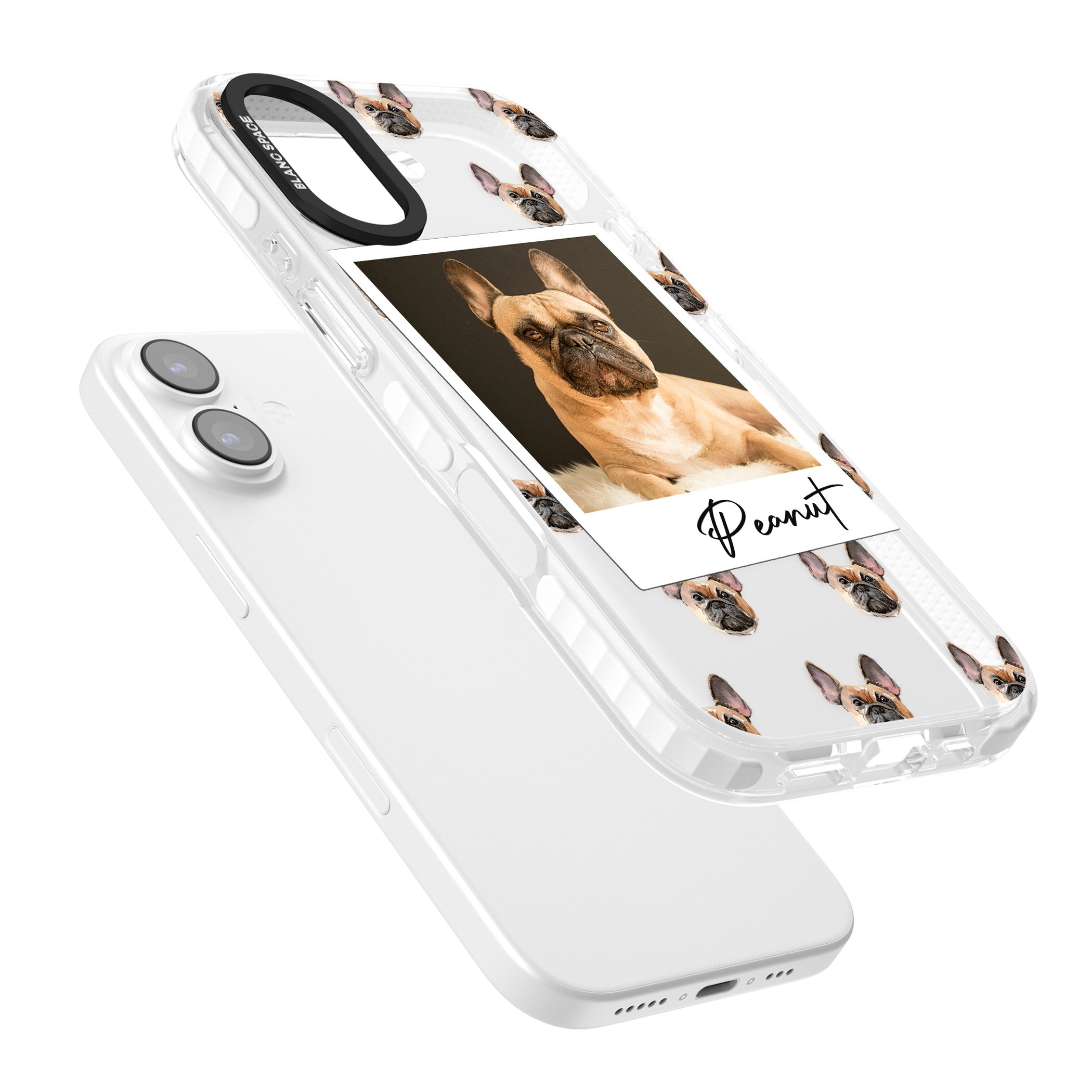 Personalised Tan French Bulldog Instant Camera Photo iPhone 17 Impact Clear Phone Case Colours